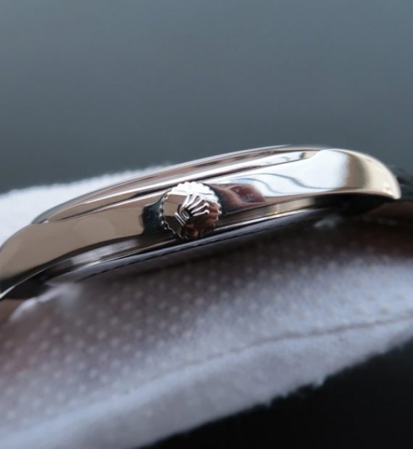 Replica Rolex Cellini Danaos 4243 SS Black/White Dial Black Leather Strap A2824 - Top club