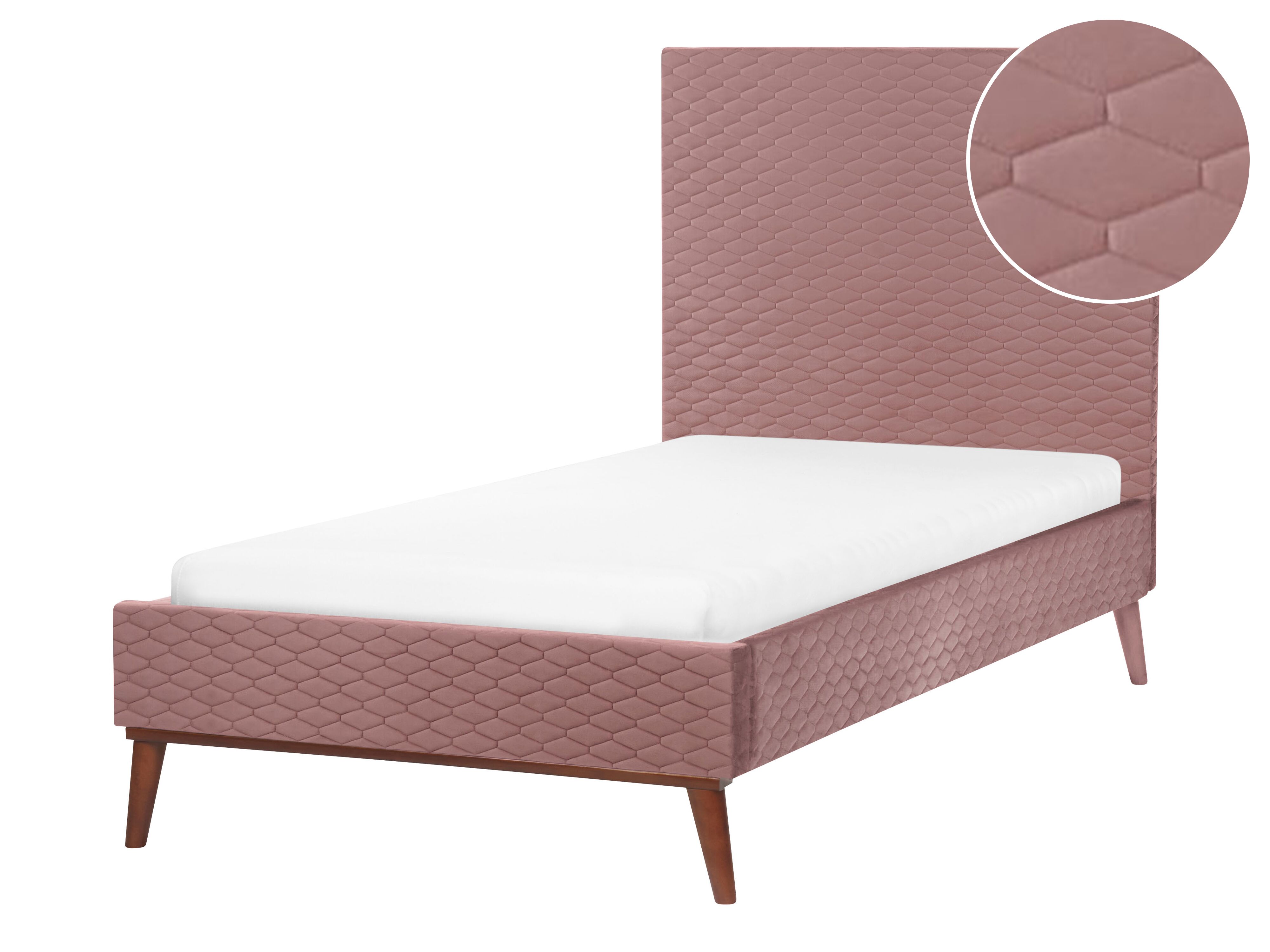 Bed Velvet BAYONNE 90 x 200 cm (EU Single) Pink