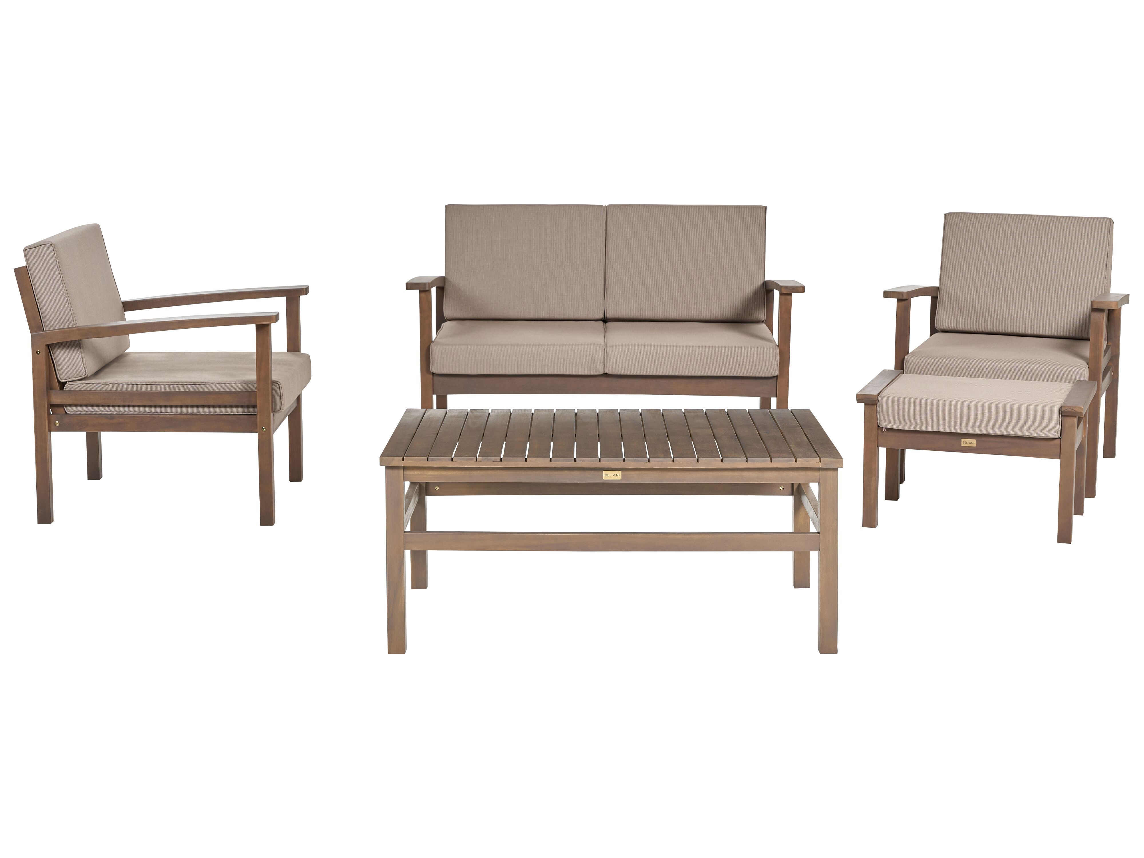 Garden Lounge Set with Table 4 Seater MANILA Certified Acacia Wood Dark Brown