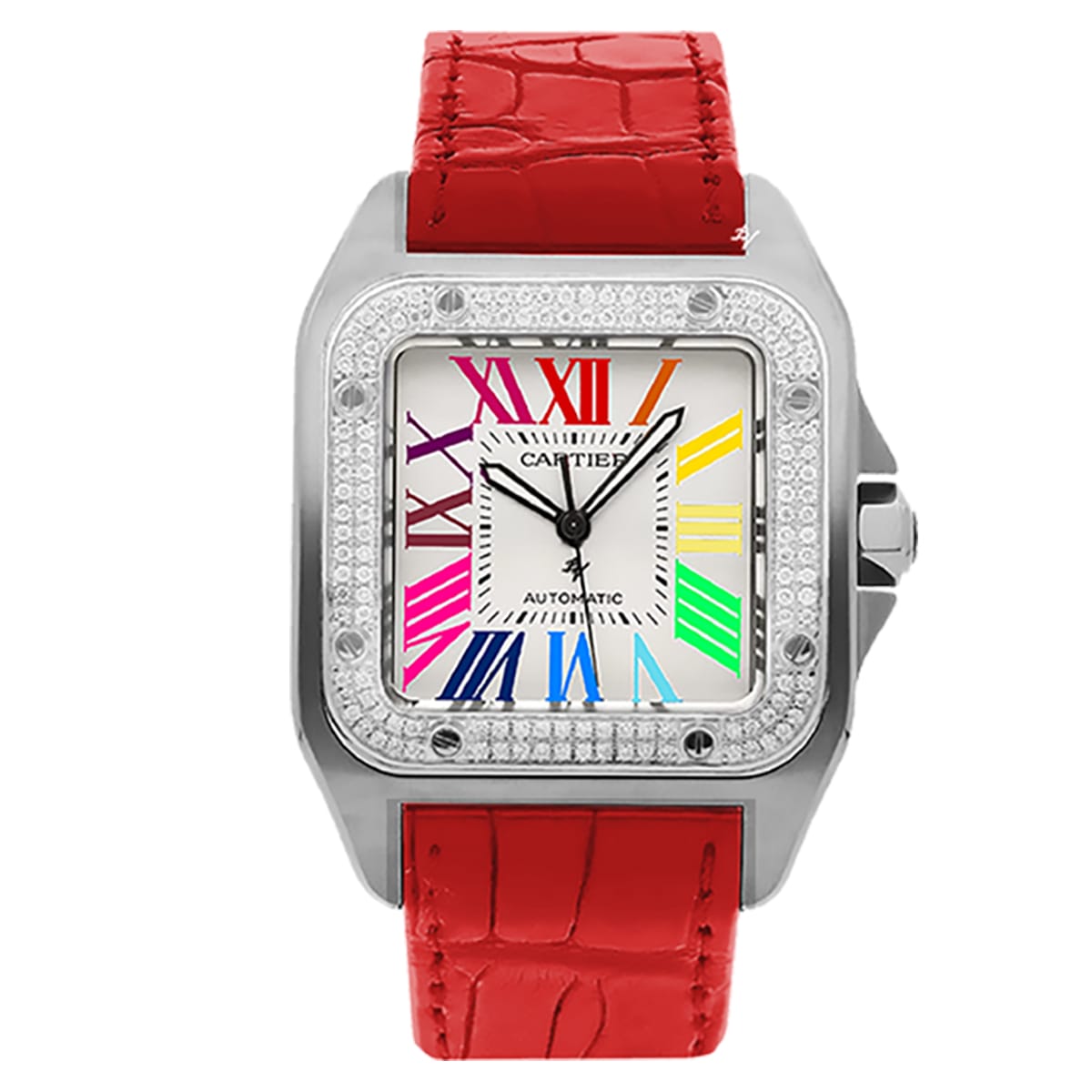 Fake Cartier Replica Watch Santos 100 Anniversary Rainbow Limited Edition Black Custom(1:1 replica) - Top club