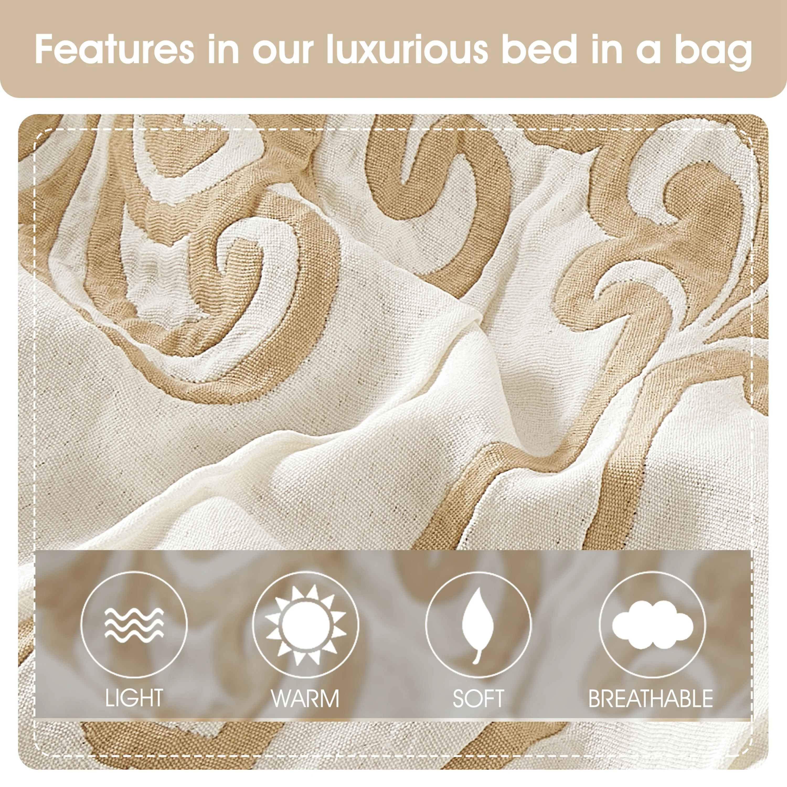 Lanco Smoke Grey Comforter Set California King Size, 9 Piece Jacquard Floral Bedding Set, All Season, Ultra-Soft, Matching Pillows & Shams, Bed Skirt - Image 41