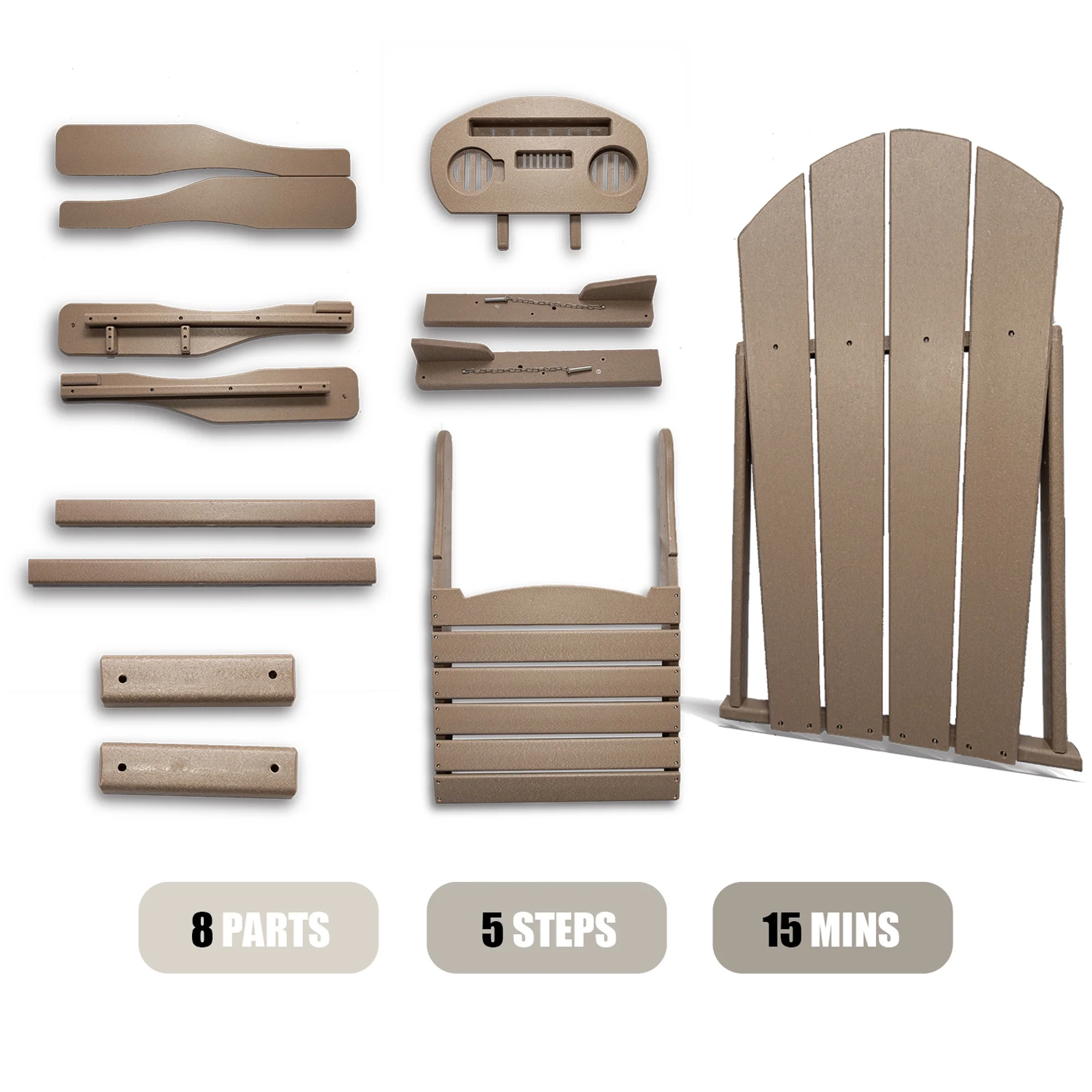 FOOWIN HDPE Plastic Adirondack Chairs Set of 4, Black - Image 104