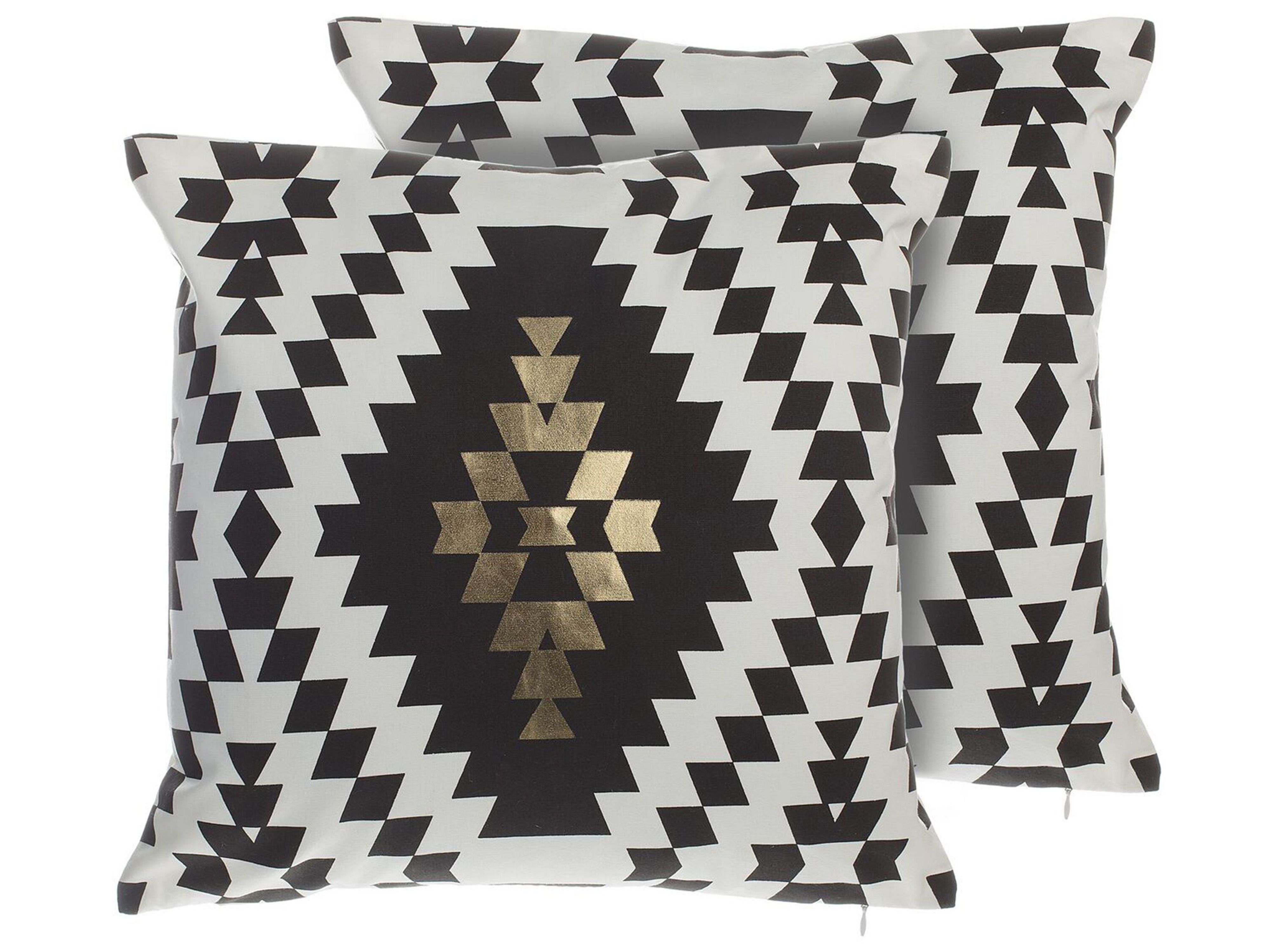 Set of 2 Decorative Cushions COLEUS Cotton 45 x 45 cm Black Geometric Pattern