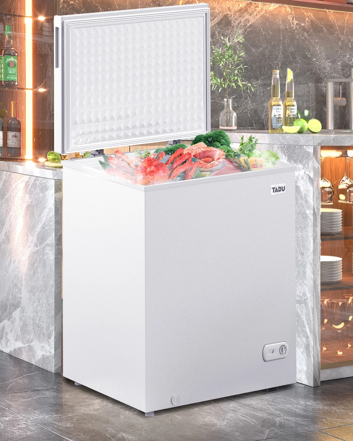 TABU 3.5 Cu ft Chest Freezer,Deep Freezer with Top Open Door and Removable Storage Basket, (Black) - Image 8