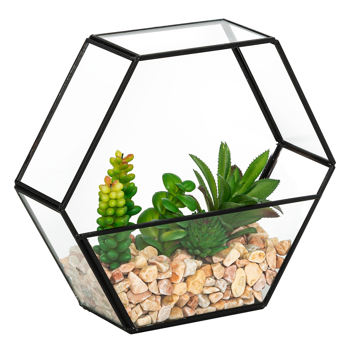 Artificial terrarium "Pia" Black, H.20 cm