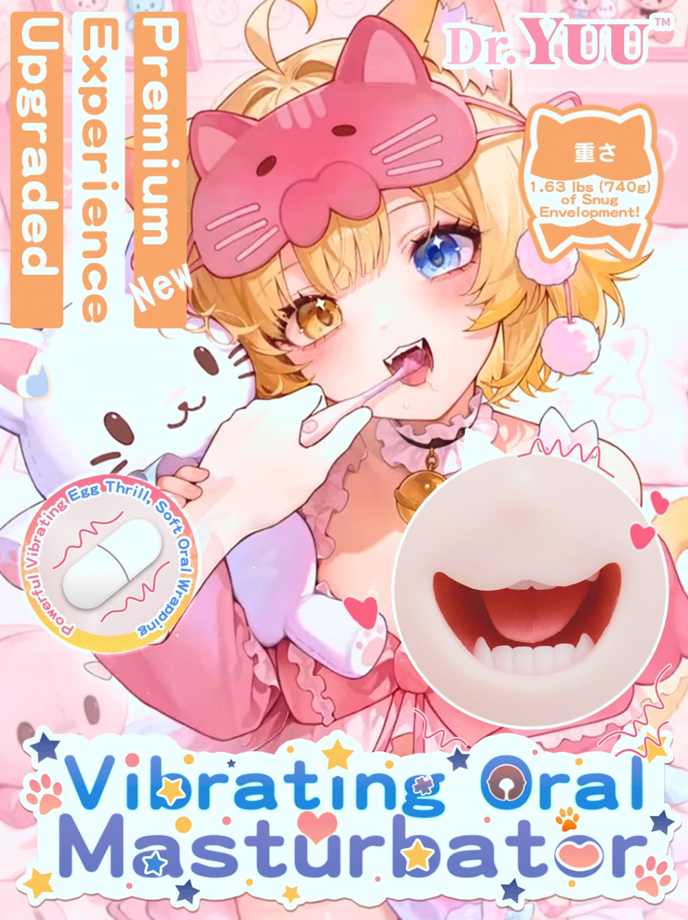 Video demonstration exploring the bionic cat teeth and vibration of the Dr.YUU anime sex toy.