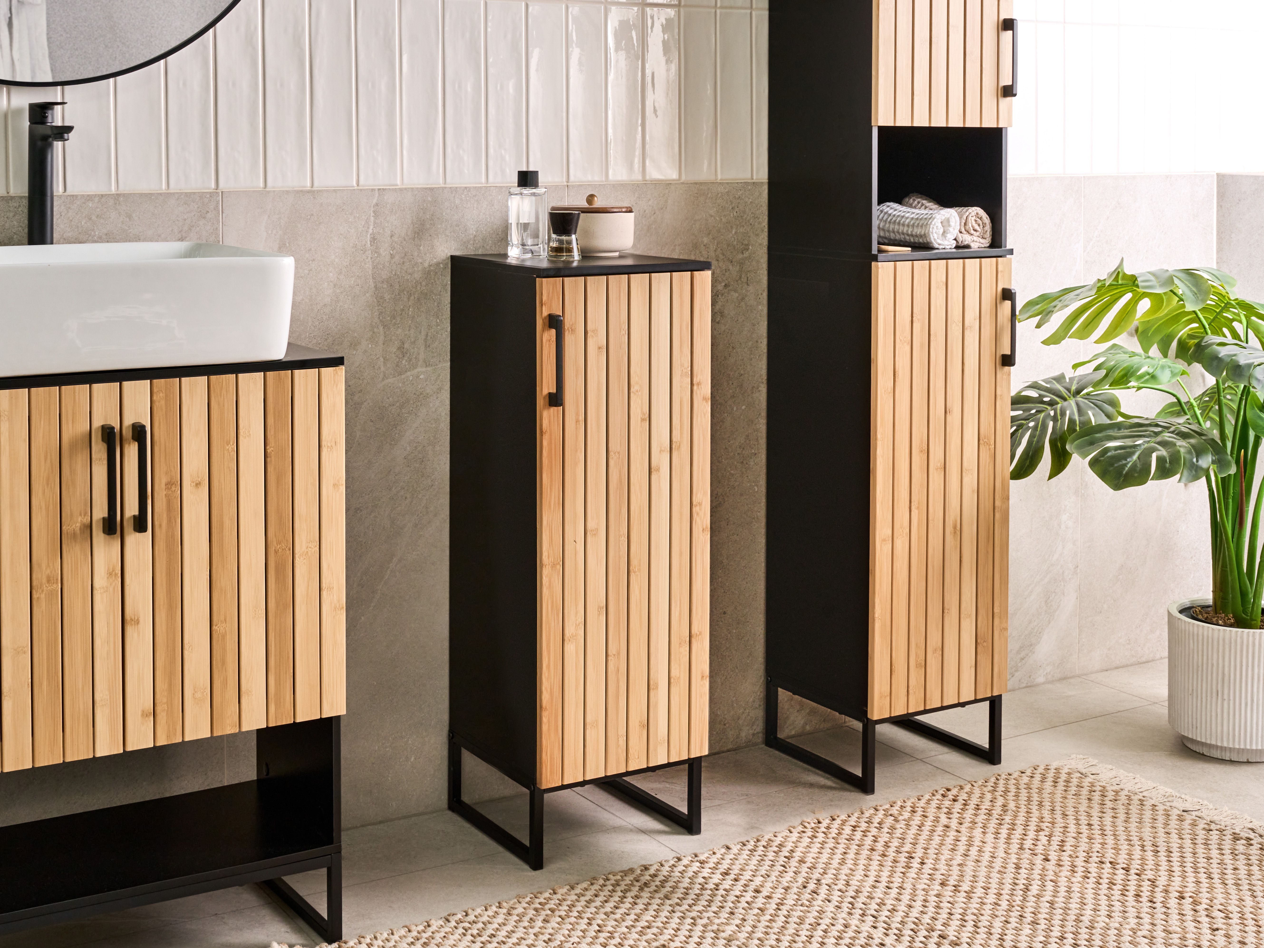 Bathroom Cabinet MISCANTI Bamboo 30 cm Light Brown