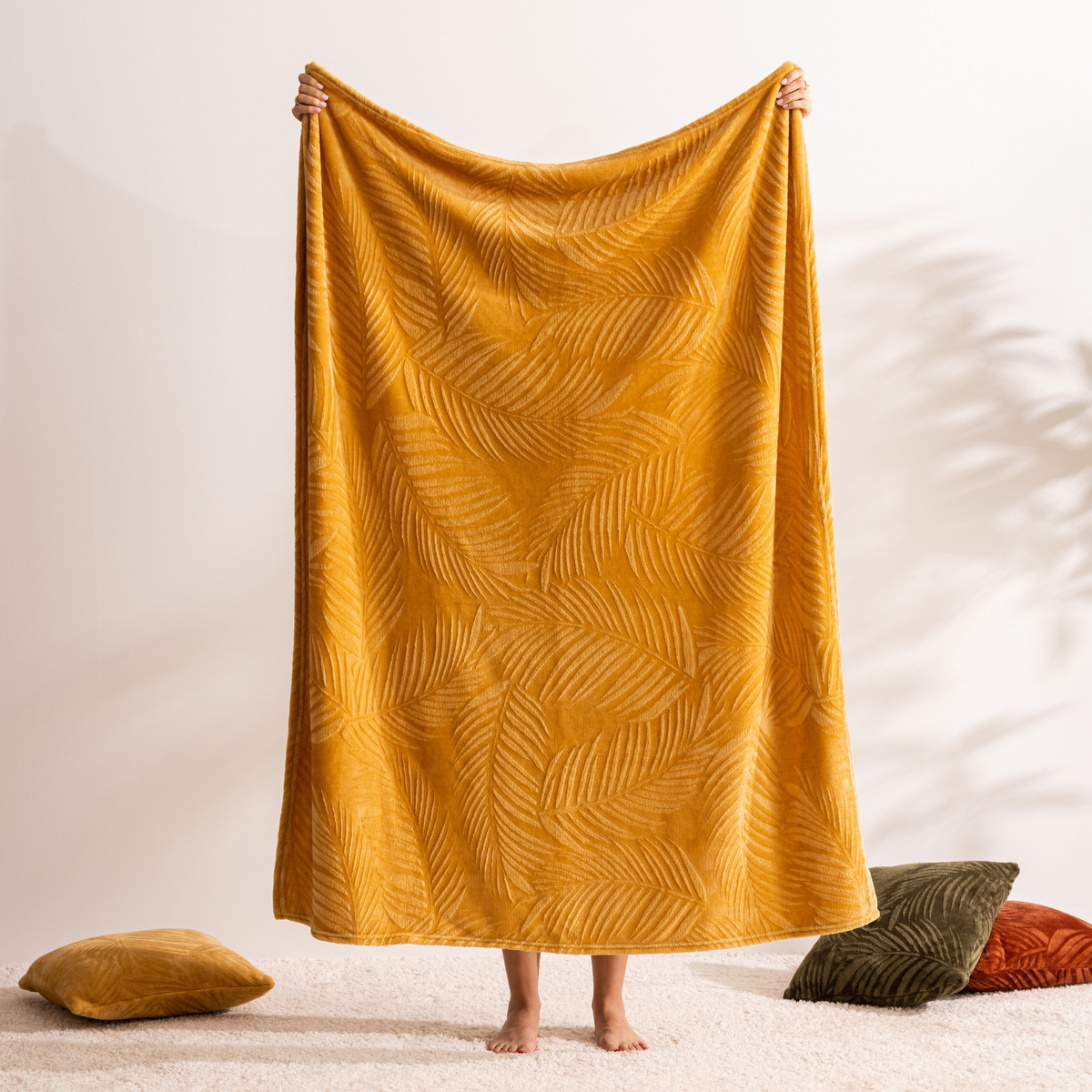 Cushion "Zoa" Flannel, ochre yellow, 40x40 cm