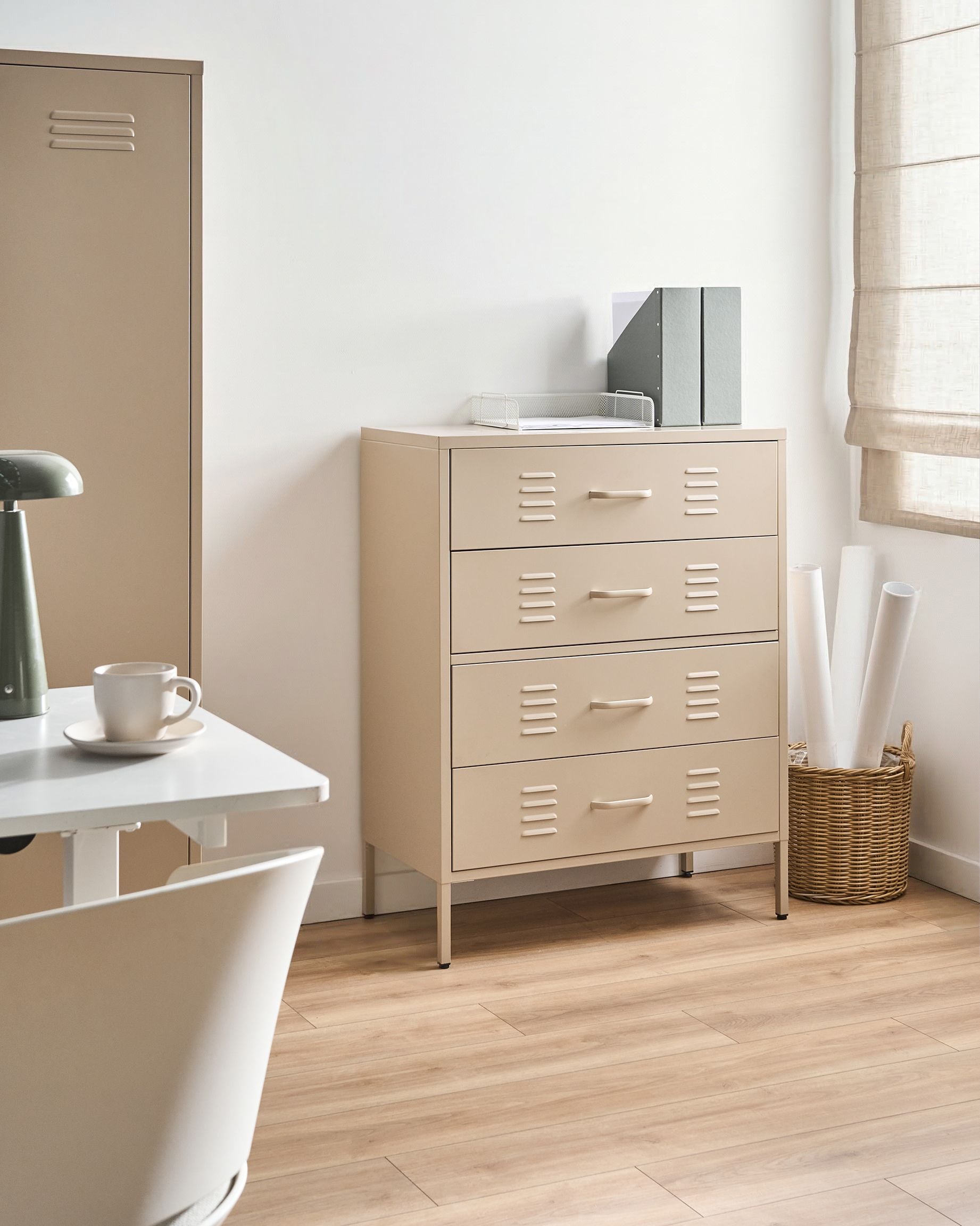 Chest of Drawers ENAGO Metal Light Beige