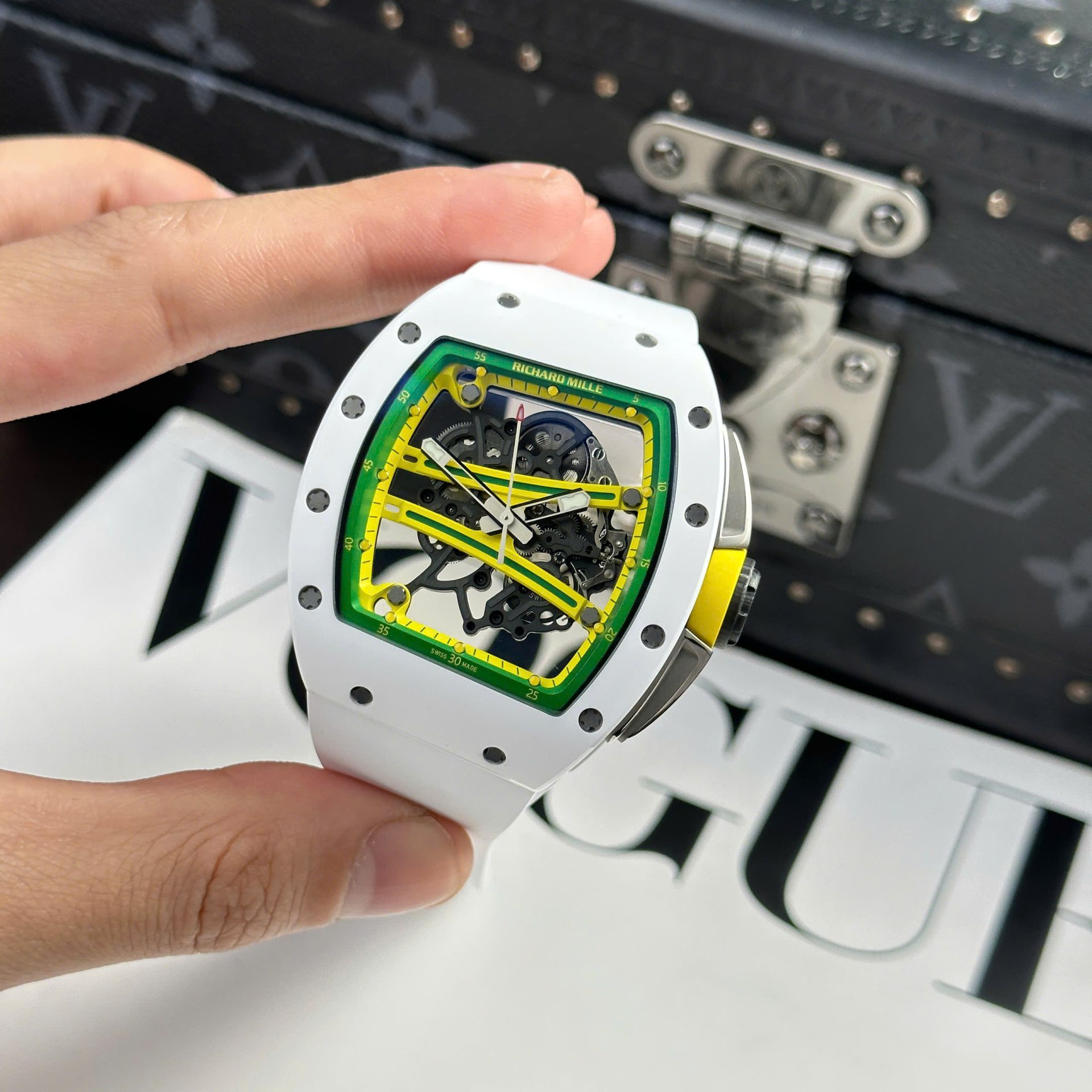 Richard Mille Best Copies Watch RM61-01 Manual Winding Yohan Blake Ceramic White ZF 42.7 50.23mm - Elite Watch Atelier