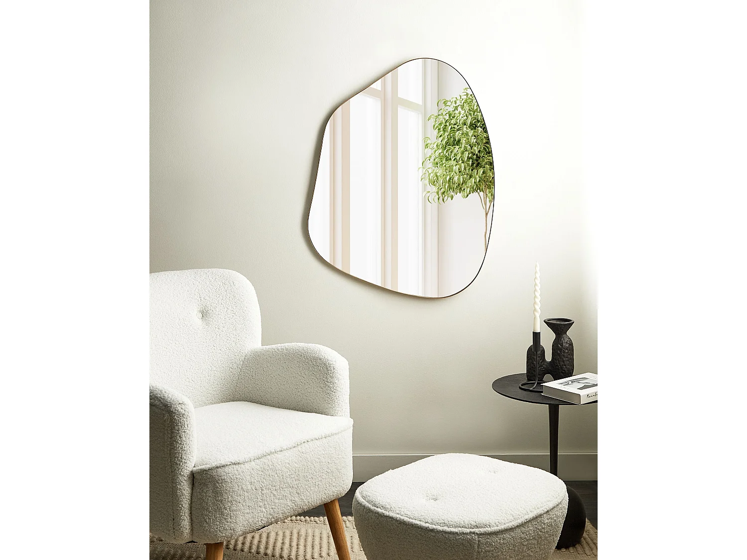 Miroir PUTEAUX 70 cm 92 cm Métal Doré