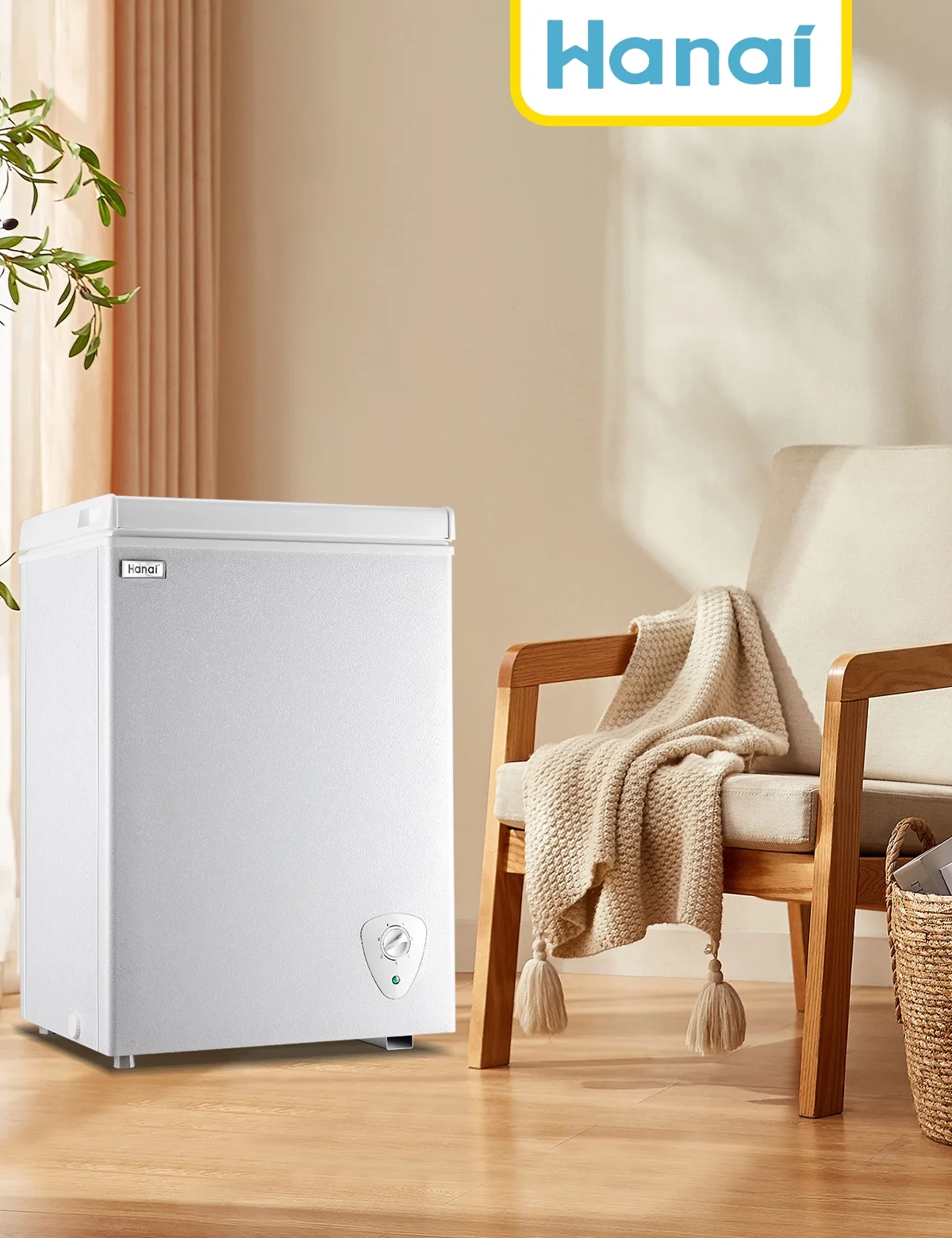 WANAI 3.5 Cu.ft Chest Freezer Small Deep Freeze with 7 Gears Temp Control Office Dorm Kitchen White - Image 9