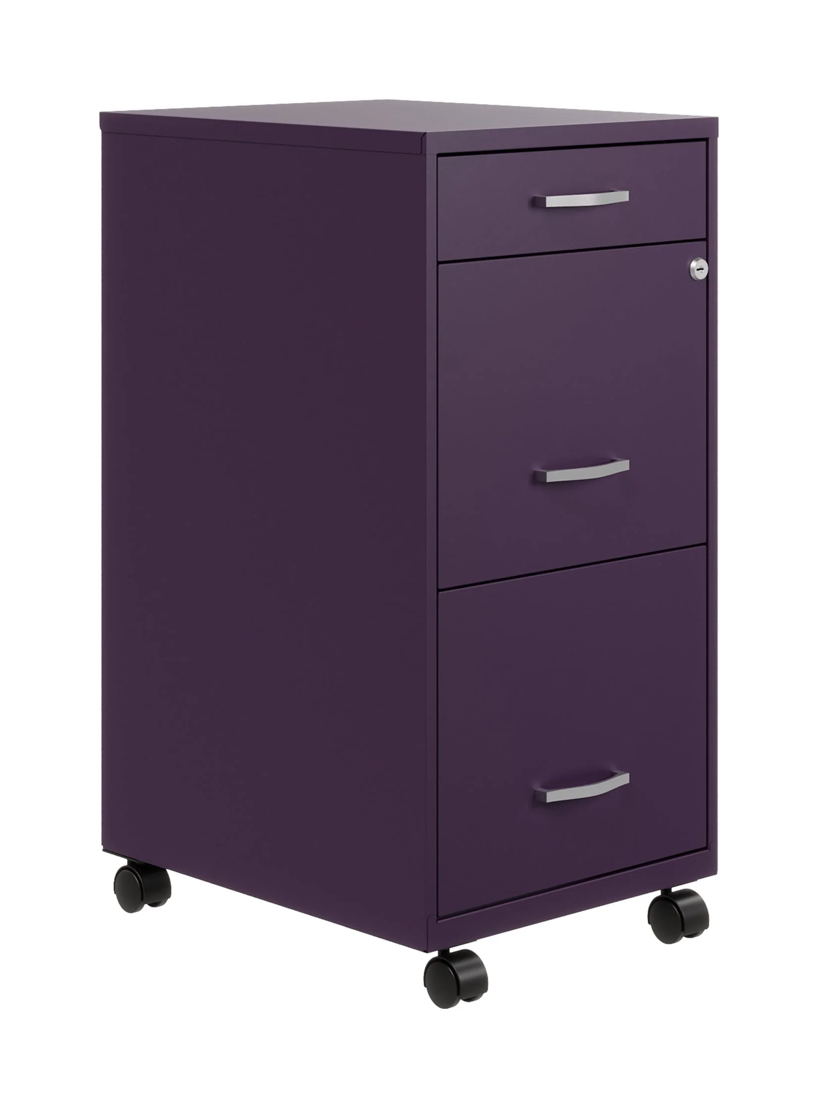Space Solutions 18" Deep 3 Drawer Mobile Letter Width Vertical File Cabinet, Midnight Purple