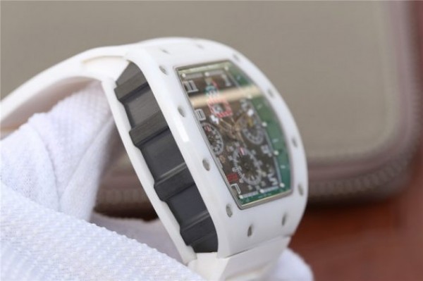 Replica Richard Mille RM011 White Ceramic Felipe Massa Green Inner Bezel White Rubber Strap A7750 - Top club