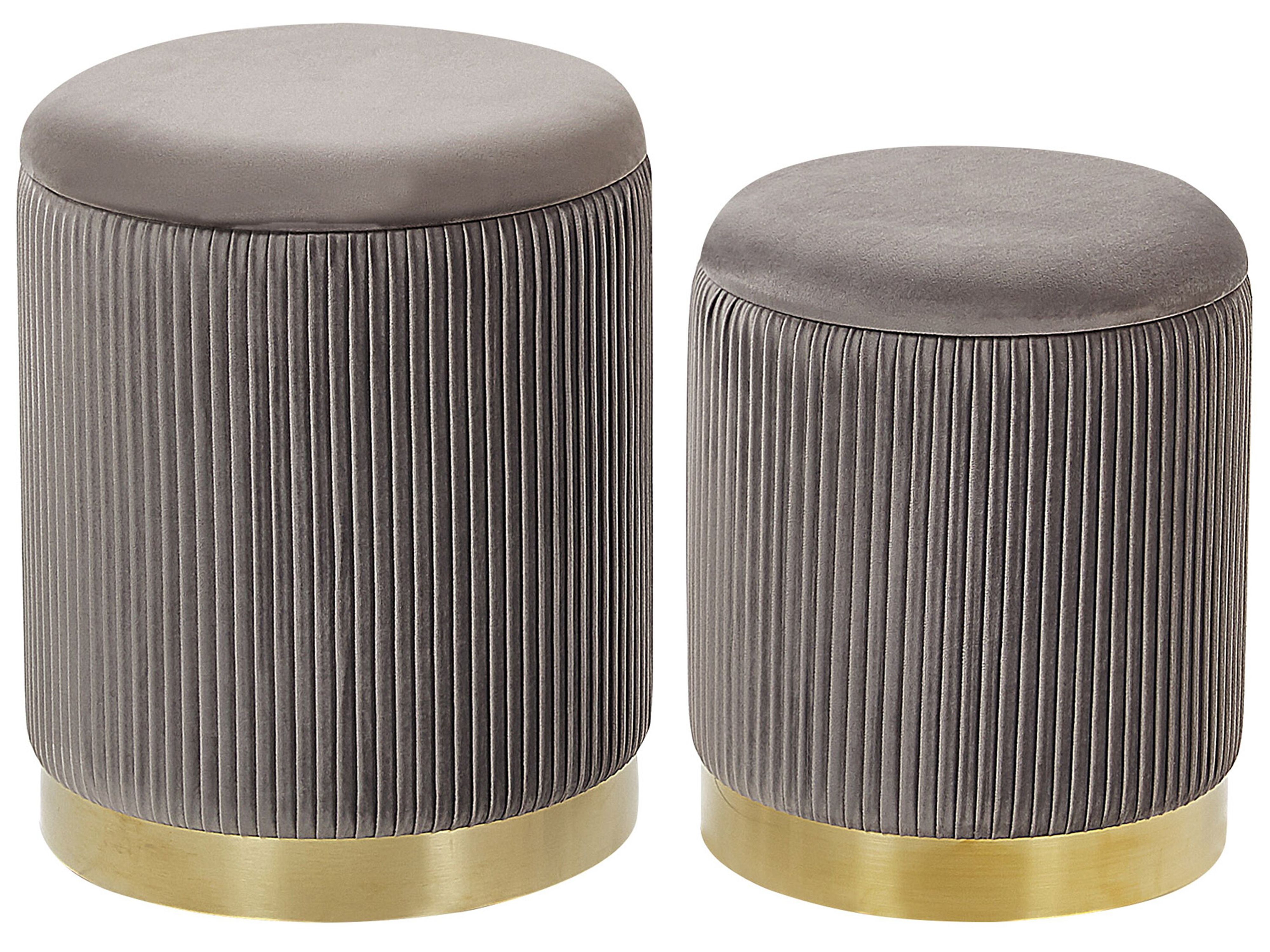 Set of 2 Storage Pouffes MIRAMAR Velvet Grey