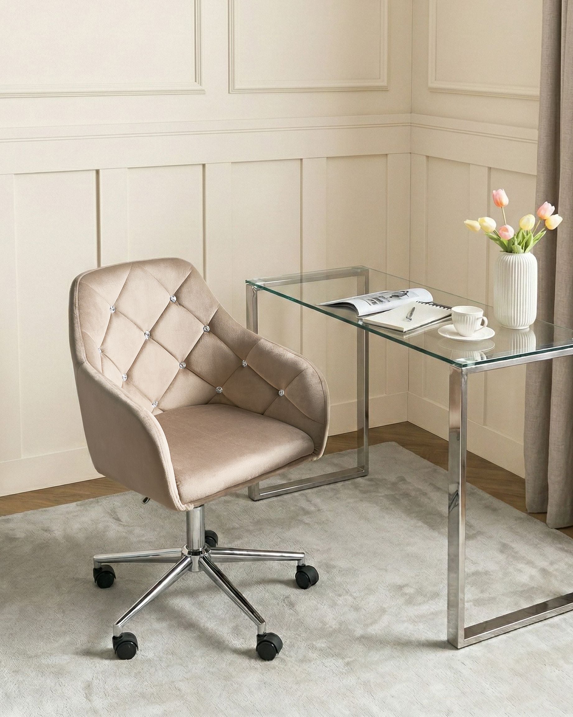 Desk Chair VELORIA Velvet Beige