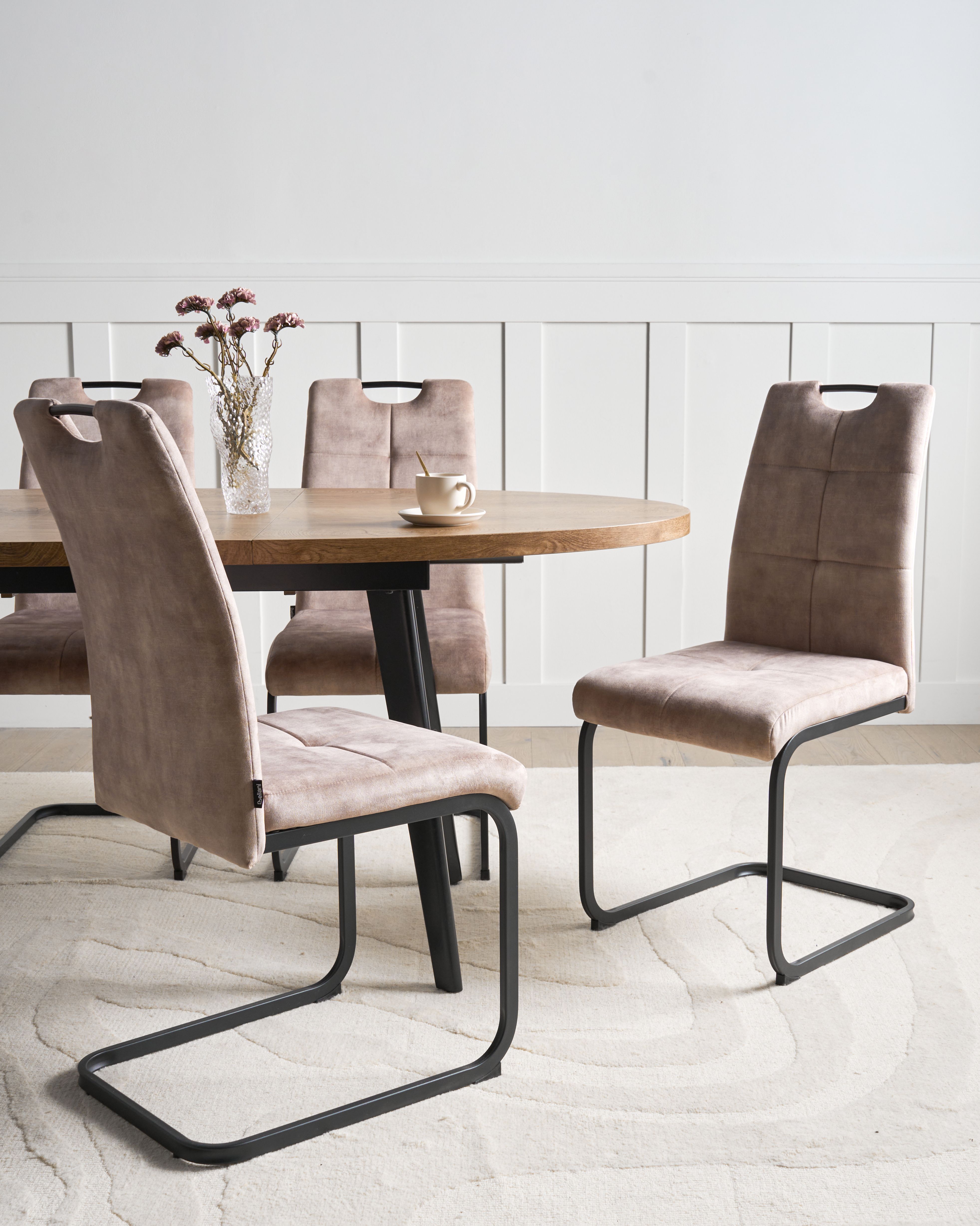 Set of 4 Dining Chairs CISCO Fabric Taupe