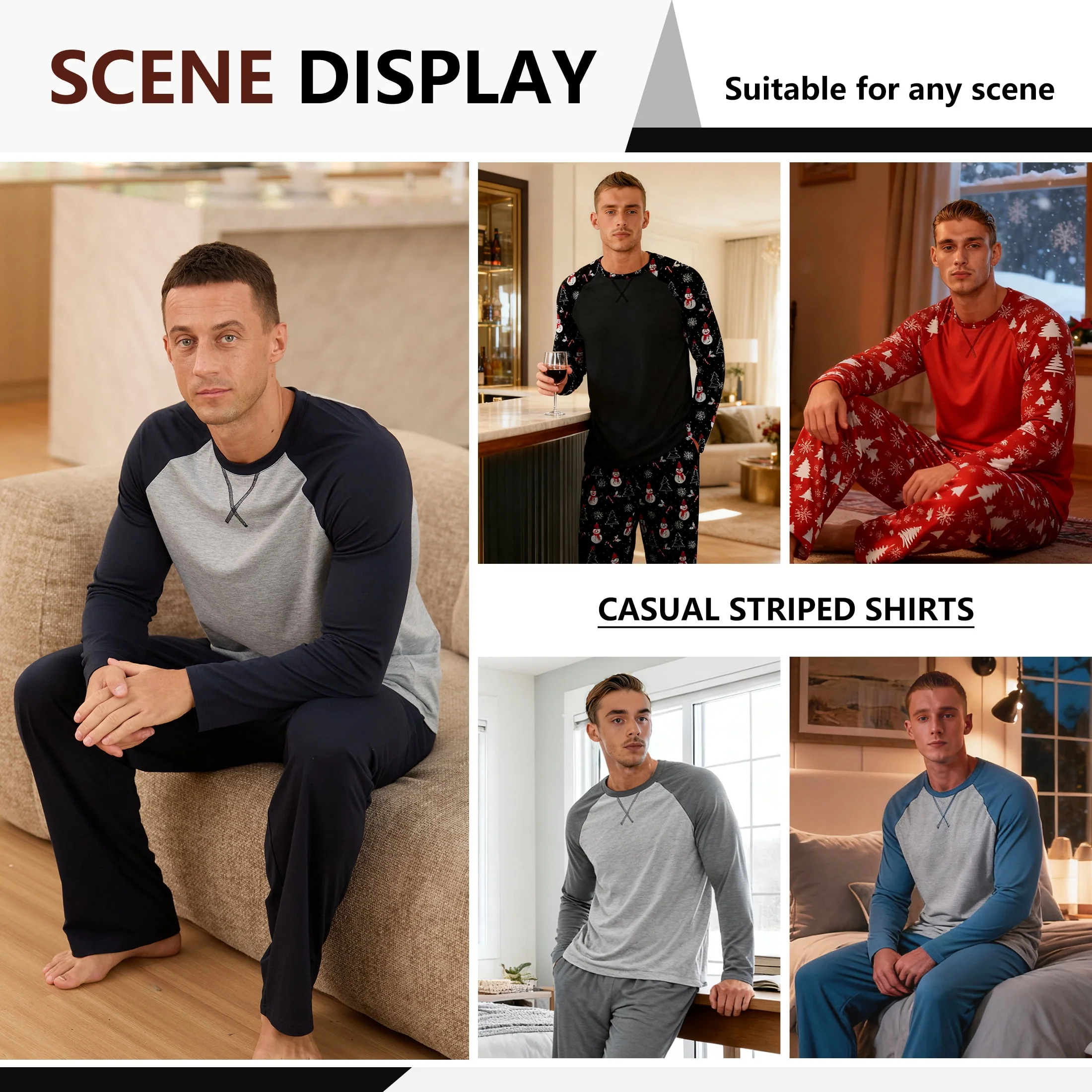 Iceglad Men's Pajamas Set Long Sleeve Sleepwear with Pockets Comfortable Lightweight Pjs Sets for Men - Image 7 Iceglad Men's Pajamas Set Long Sleeve Sleepwear with Pockets Comfortable Lightweight Pjs Sets for Men - Image 7