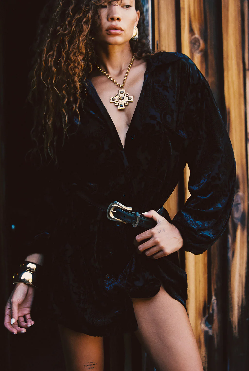 Loretta Black Velvet Burnout Mini Dress