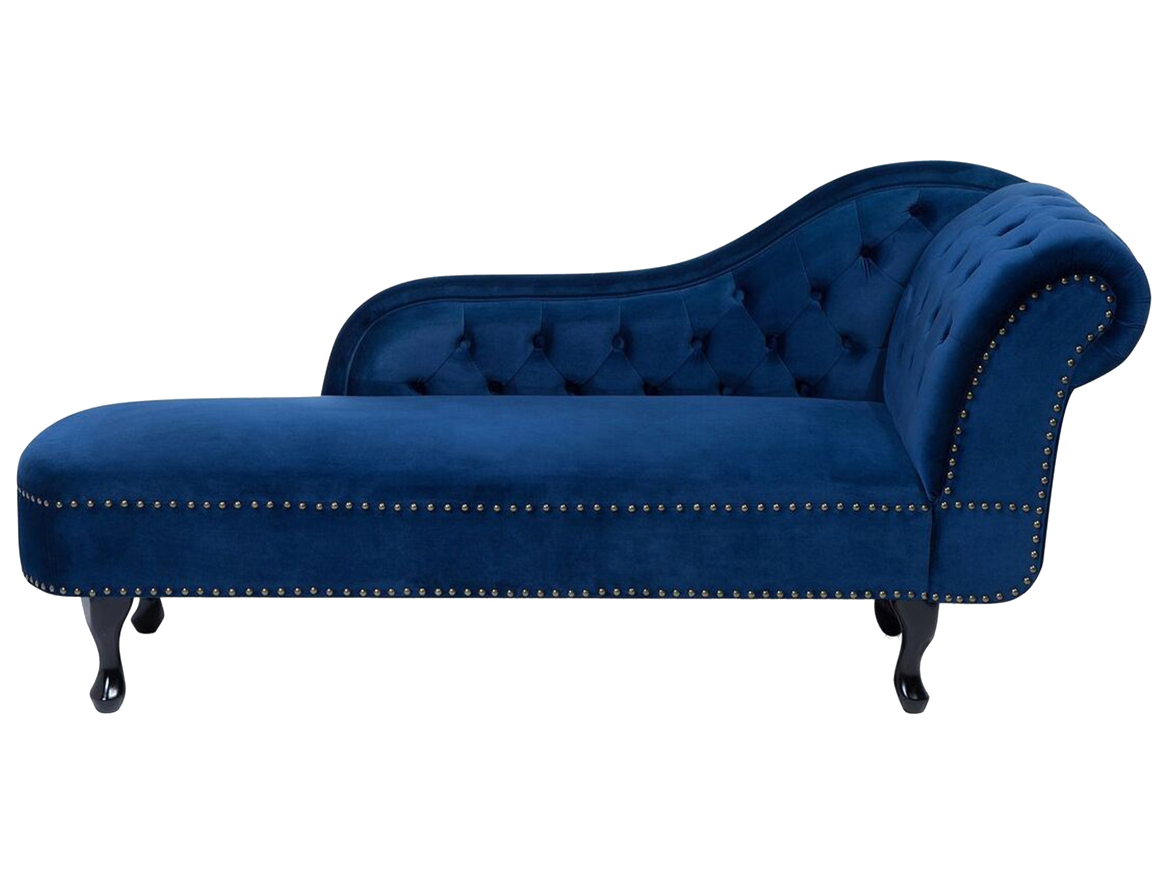 Right-Hand Chaise Lounge NIMES Velvet Navy Blue
