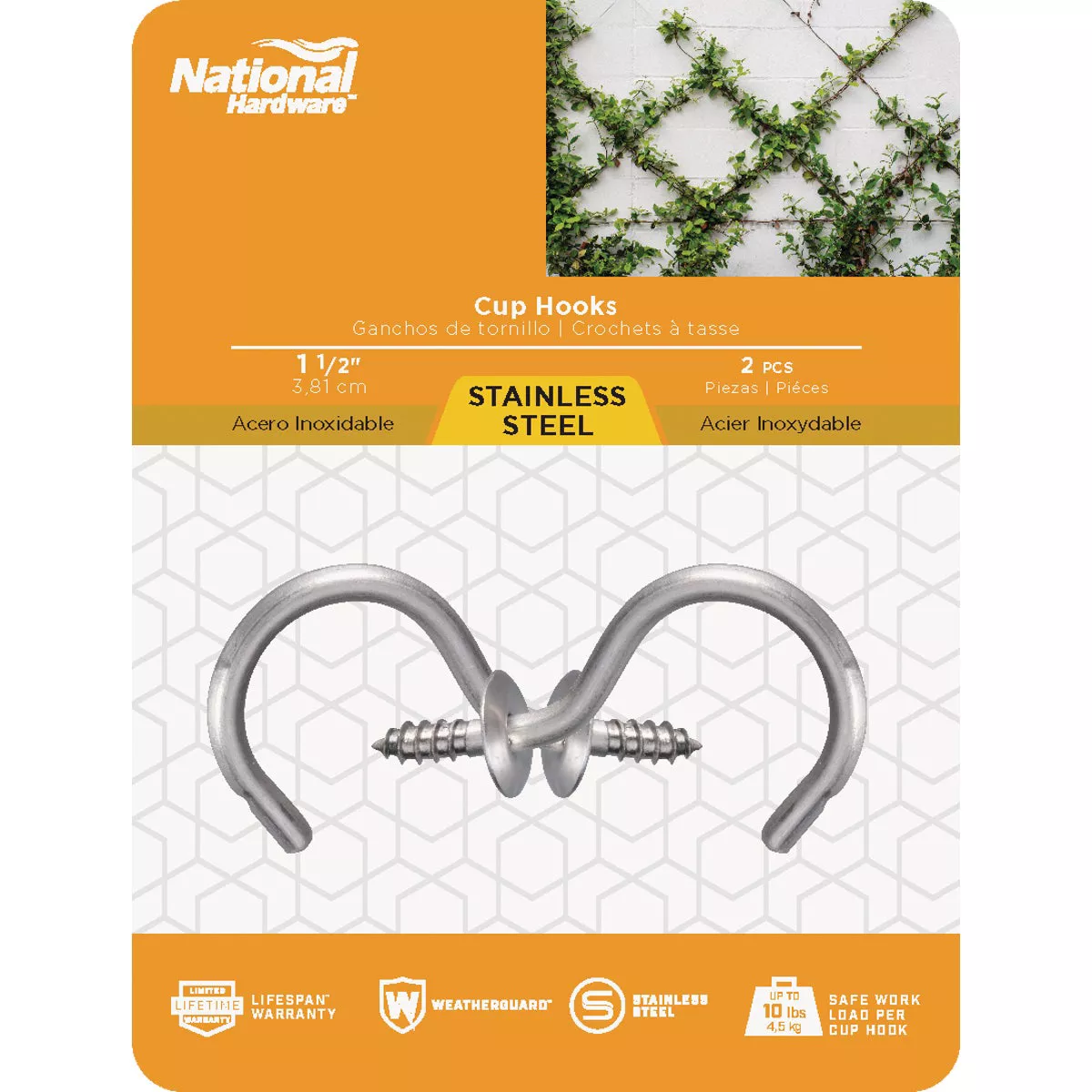 National Hardware 1-1/2 In. Stainless Steel Cup Hook