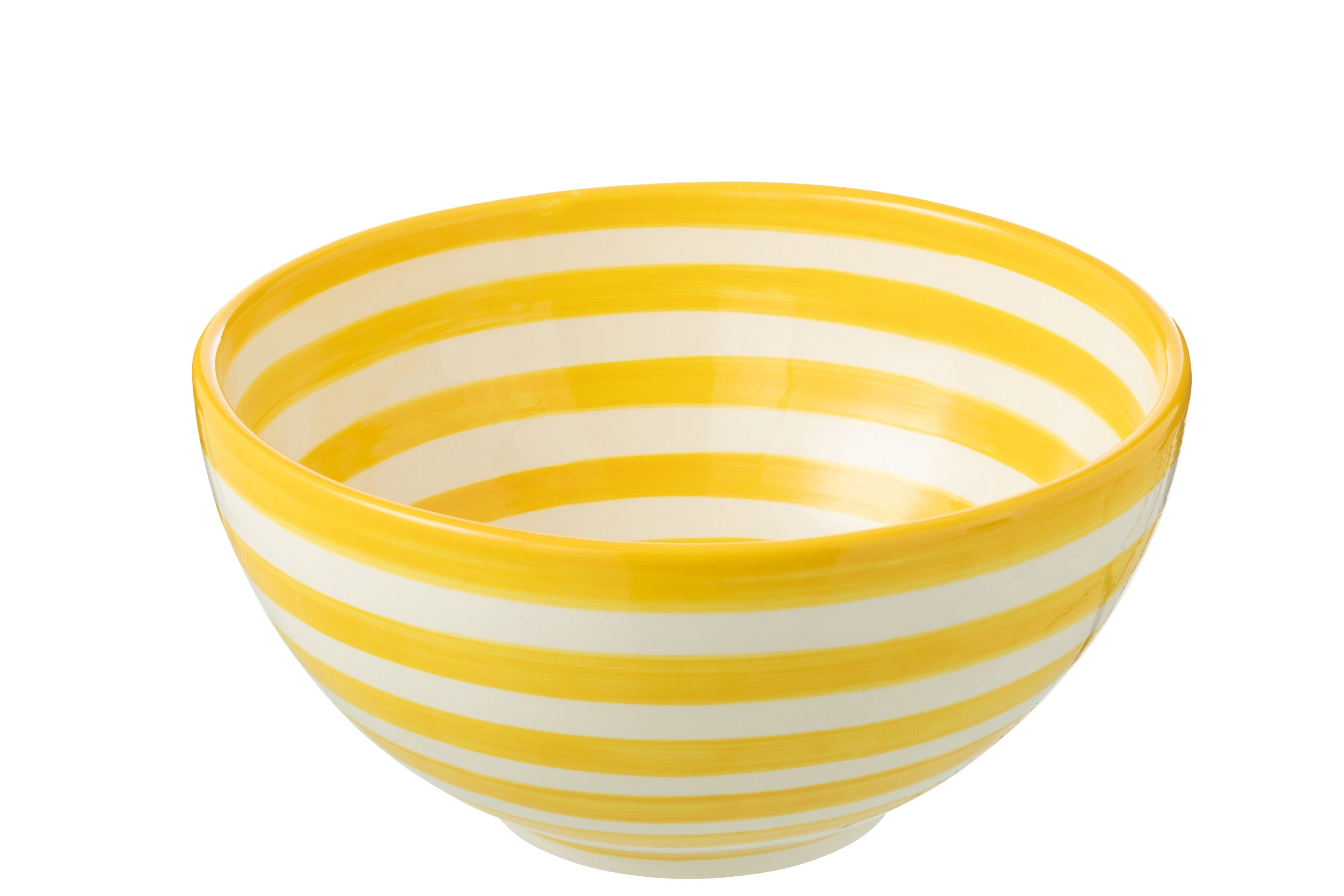 J-Line kom Granada Stripes High - keramiek - wit geel - larg