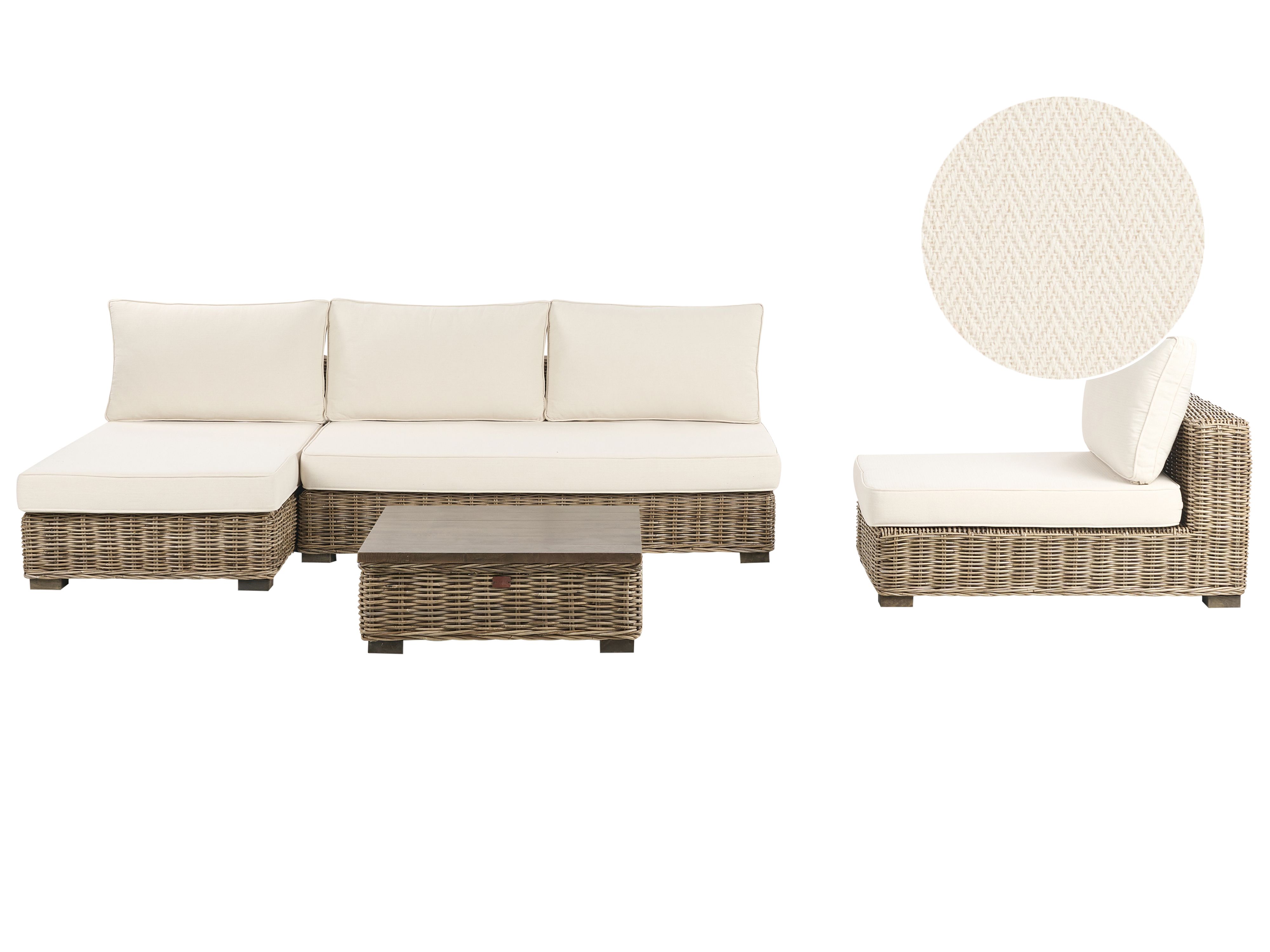 Garden Lounge Set with Table 4 Seater VARALLO Right Hand Modular Rattan Grey