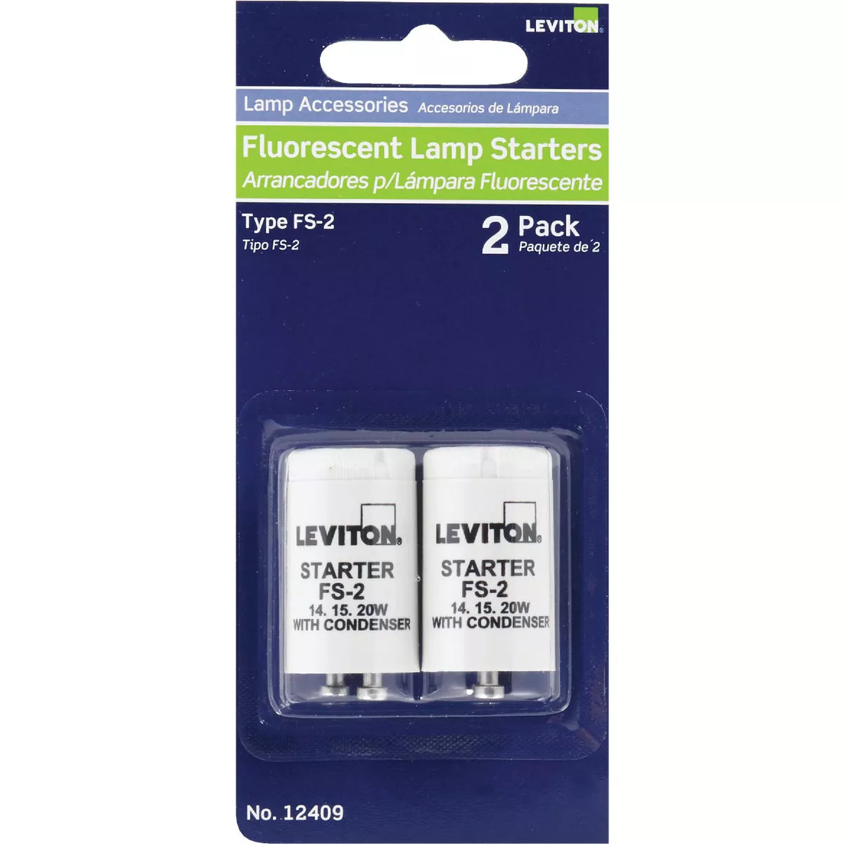 Leviton 14W/15W/20W 2-Pin T8 FS-2 Fluorescent Starter (2-Pack)
