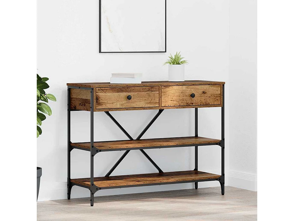 Table console avec tiroir Marron 100 x 34,5 x 75 cm bois