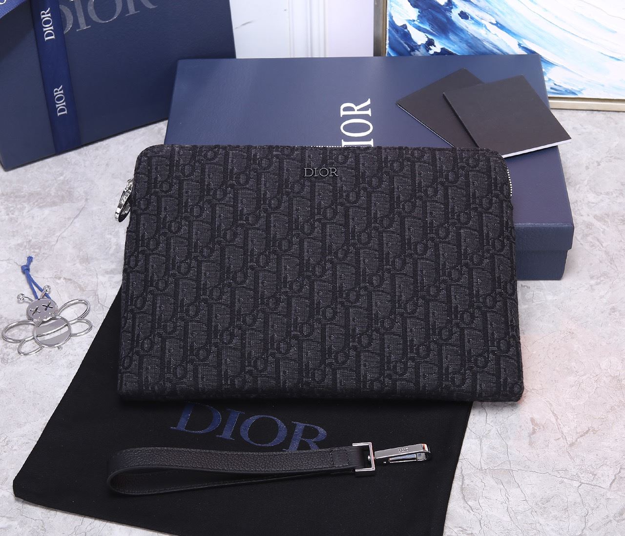Oblique Jacquard Pouch Black/BeigeFor Women‎ 12in/30cm CD 2OBCA251YSE_H03E1:1High-quality replica