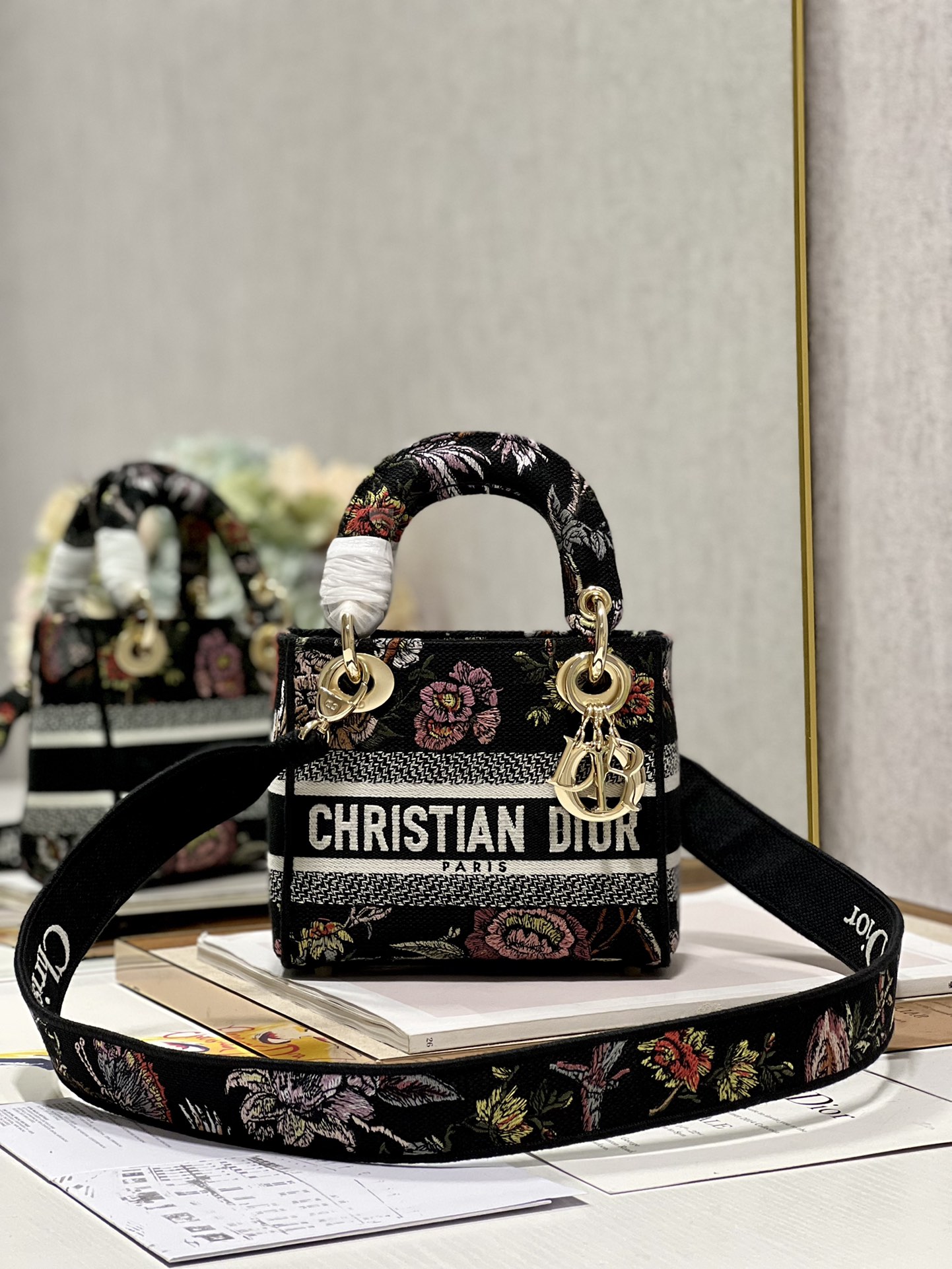 Mini Lady D-Lite Bag White/Black For Women 6.5in/17cm1:1High-quality replica