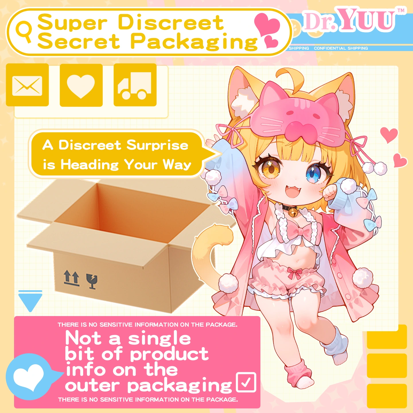 Discreet neutral packaging for the Dr.YUU anime catgirl blowjob toy