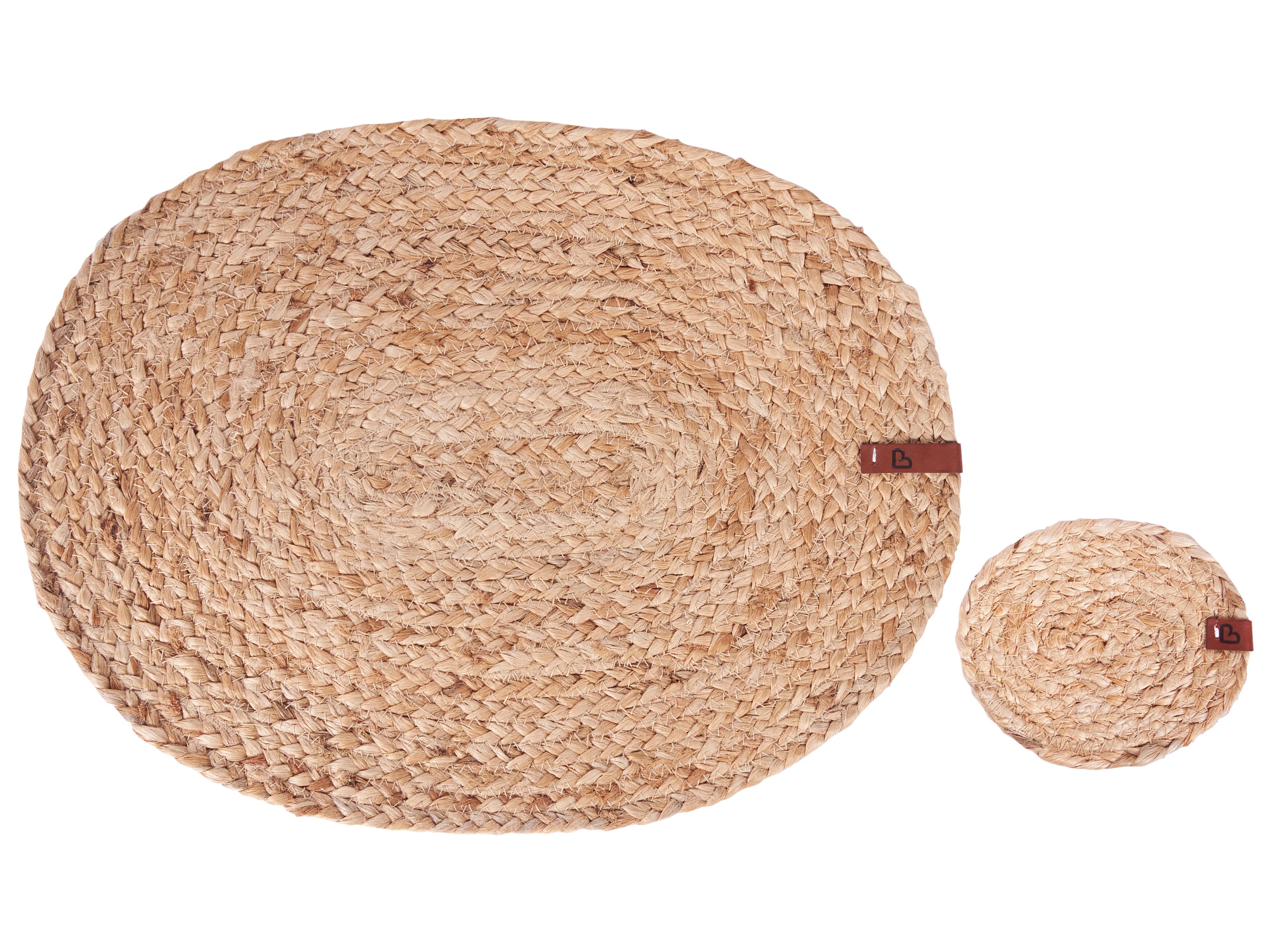 12 Piece Placemats and Coasters Set BUSHYLARK Natural Jute