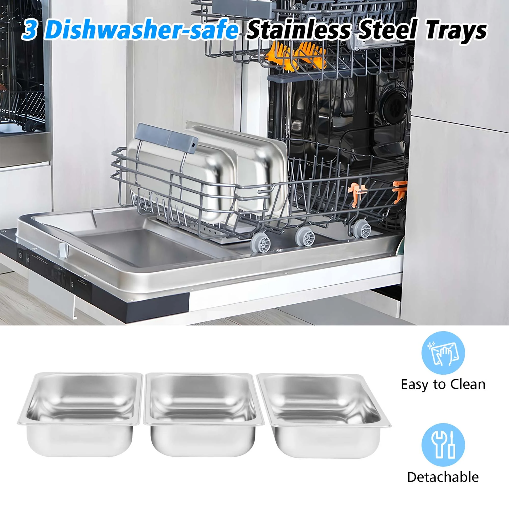 Costway Food Warmer Buffet Server 450W Stainless Steel Electric Warming Tray for Parties - Image 9