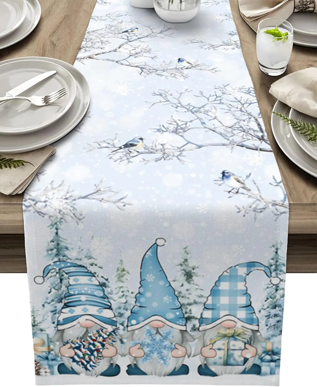 WinterKabouter | Luxe Kerst Tafelloper met Sneeuwvlok Design