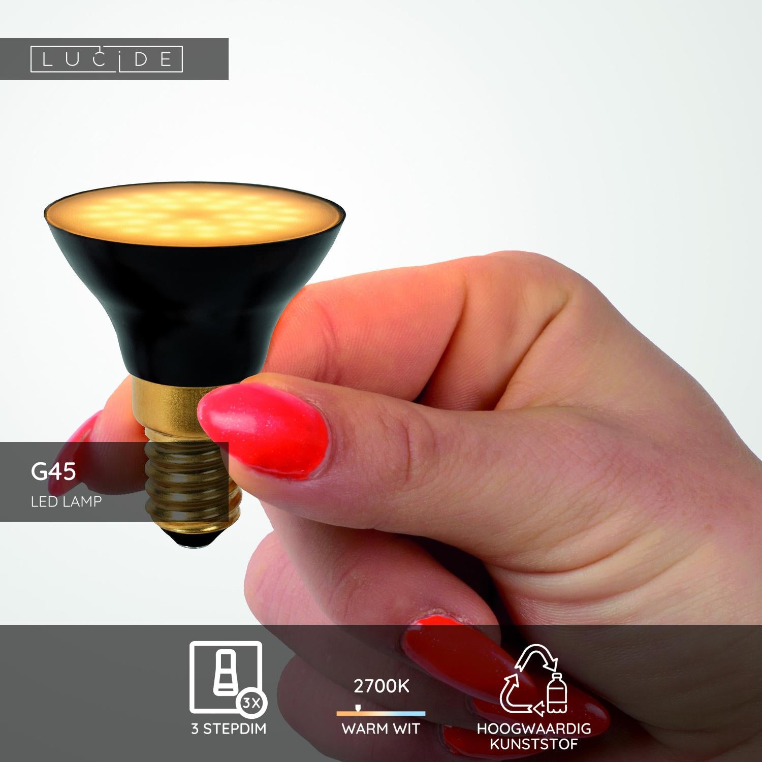 Lucide G45 Led lamp - Zwart (set van 2)