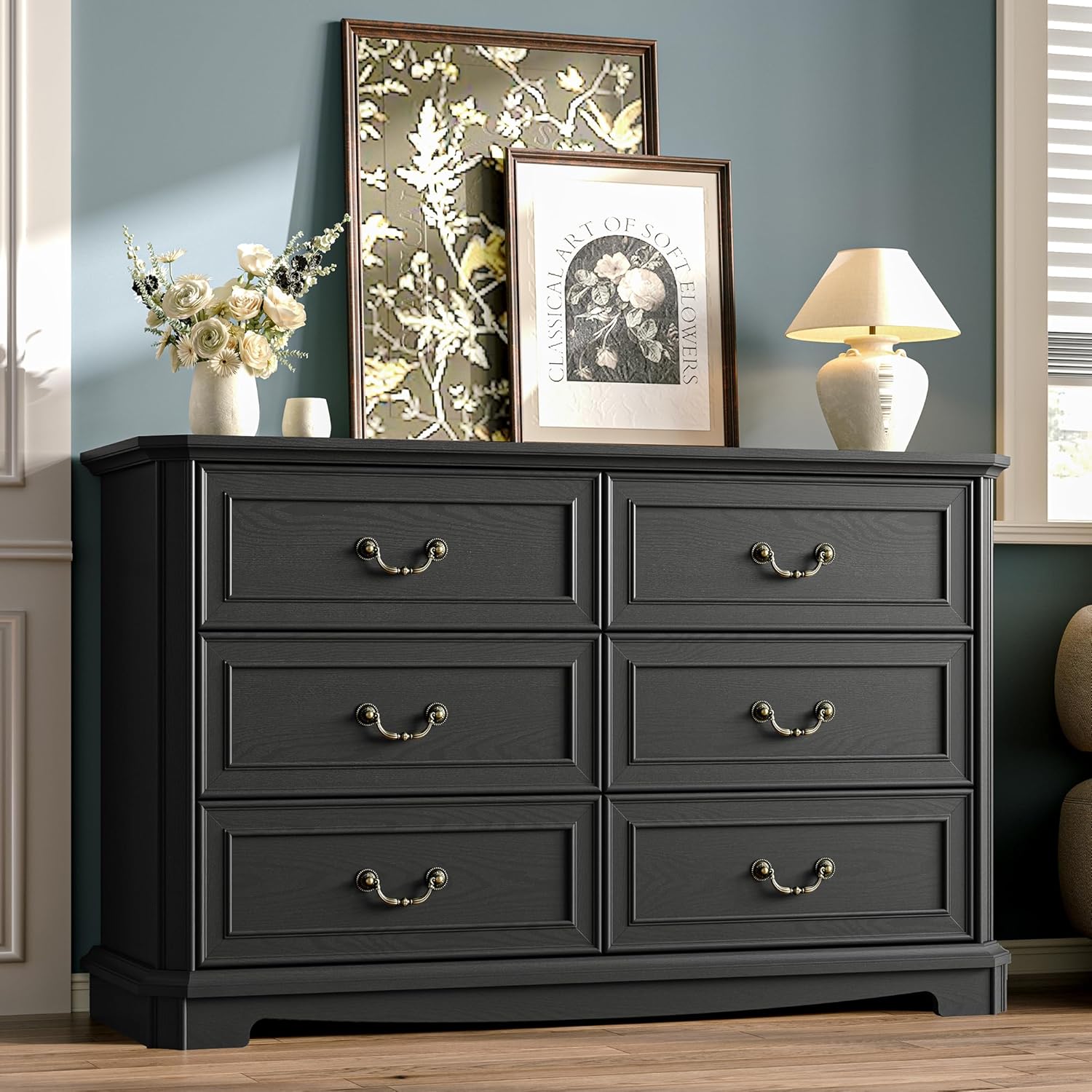 Farmhouse Dresser for Bedroom with 6 Drawer, 48