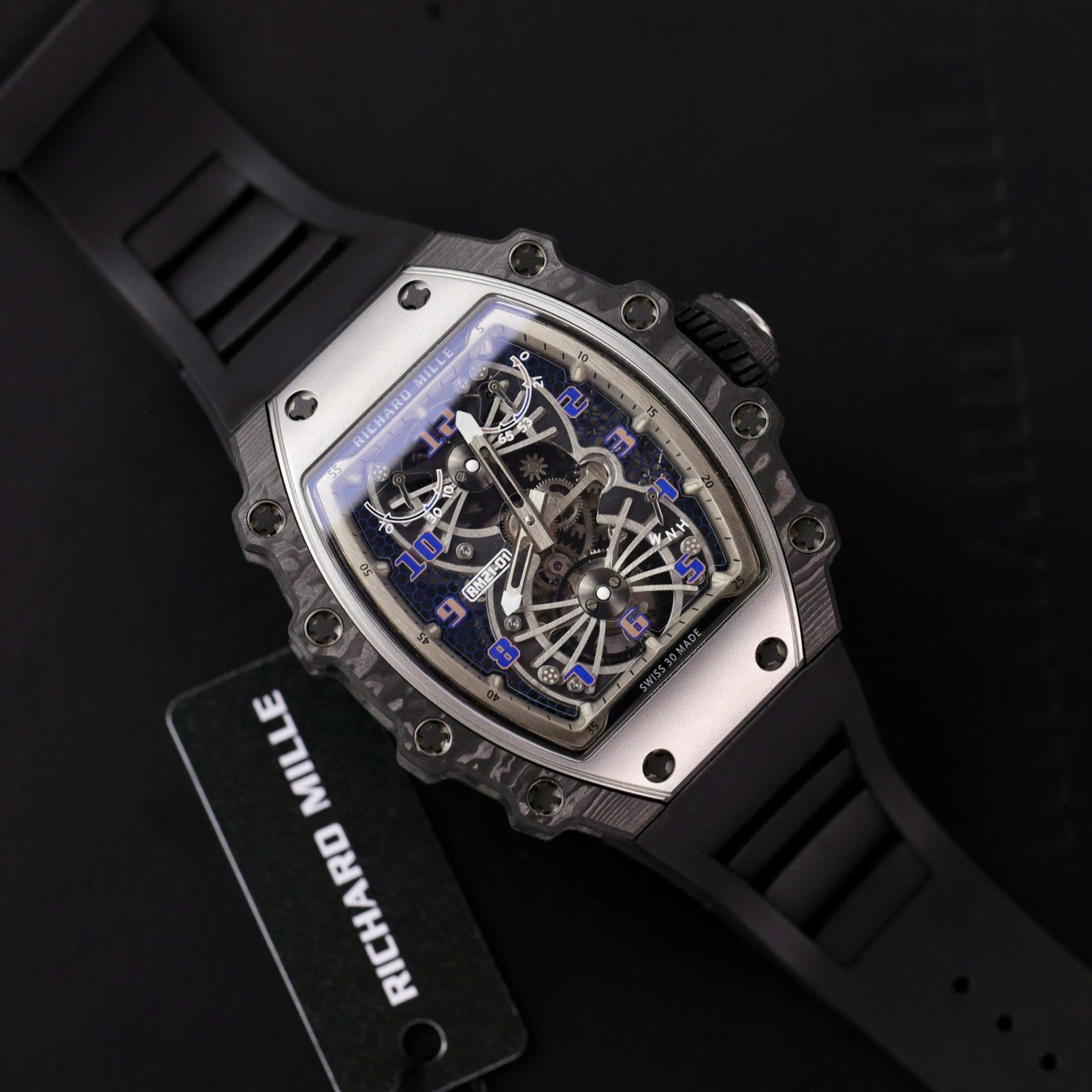 Richard Mille RM21-01 Tourbillon Best Replica Watch Rubber Strap 45mm - Elite Watch Atelier