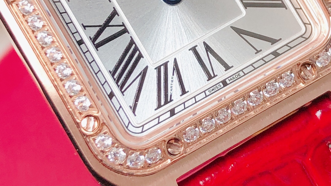 Santos Demoisell Santos Platinum Diamonds Collection - Steel Mini - Red(1:1 replica) - Top club