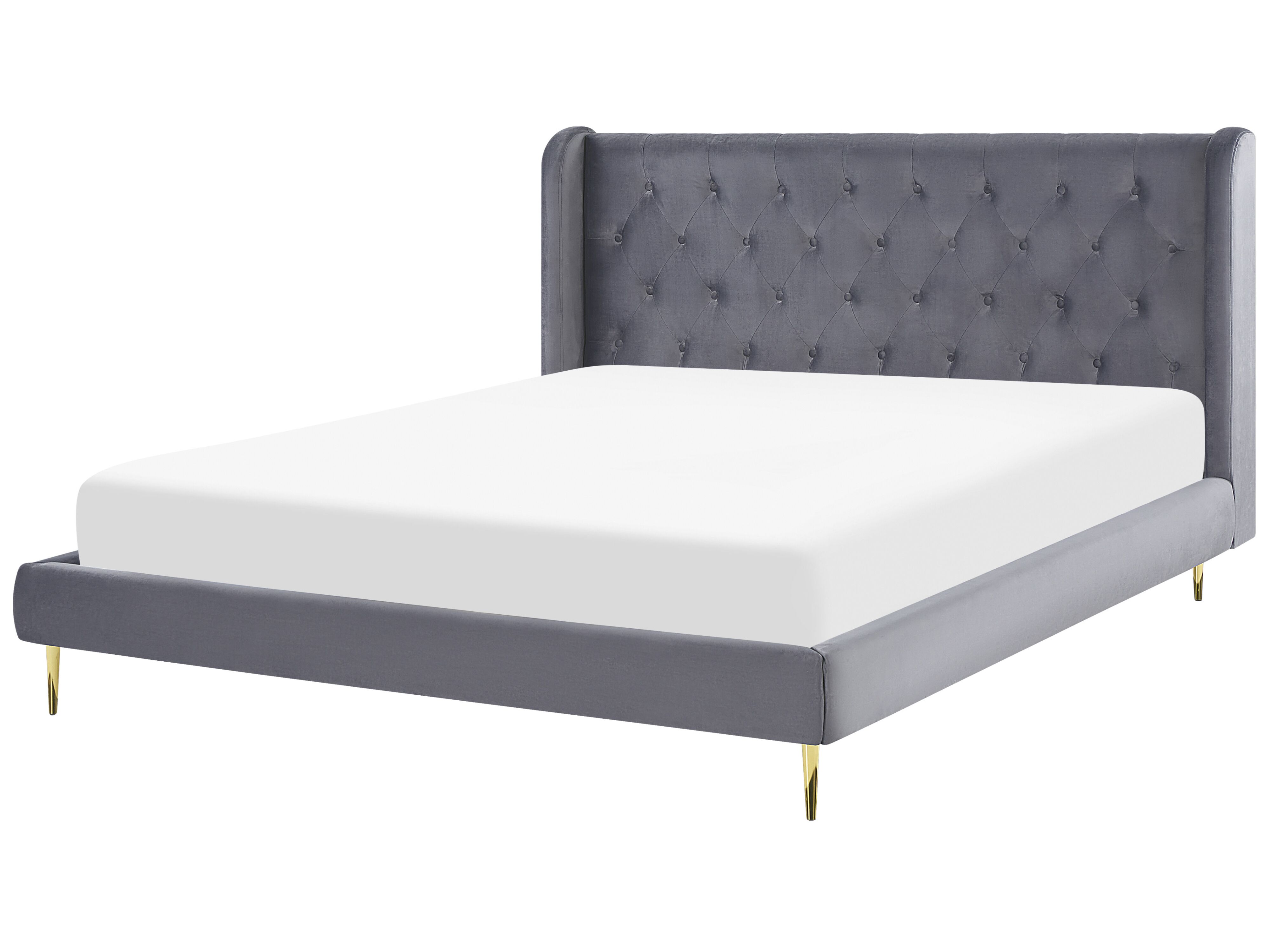 Bed Velvet FORBACH 180 x 200 cm (EU Super King) Grey