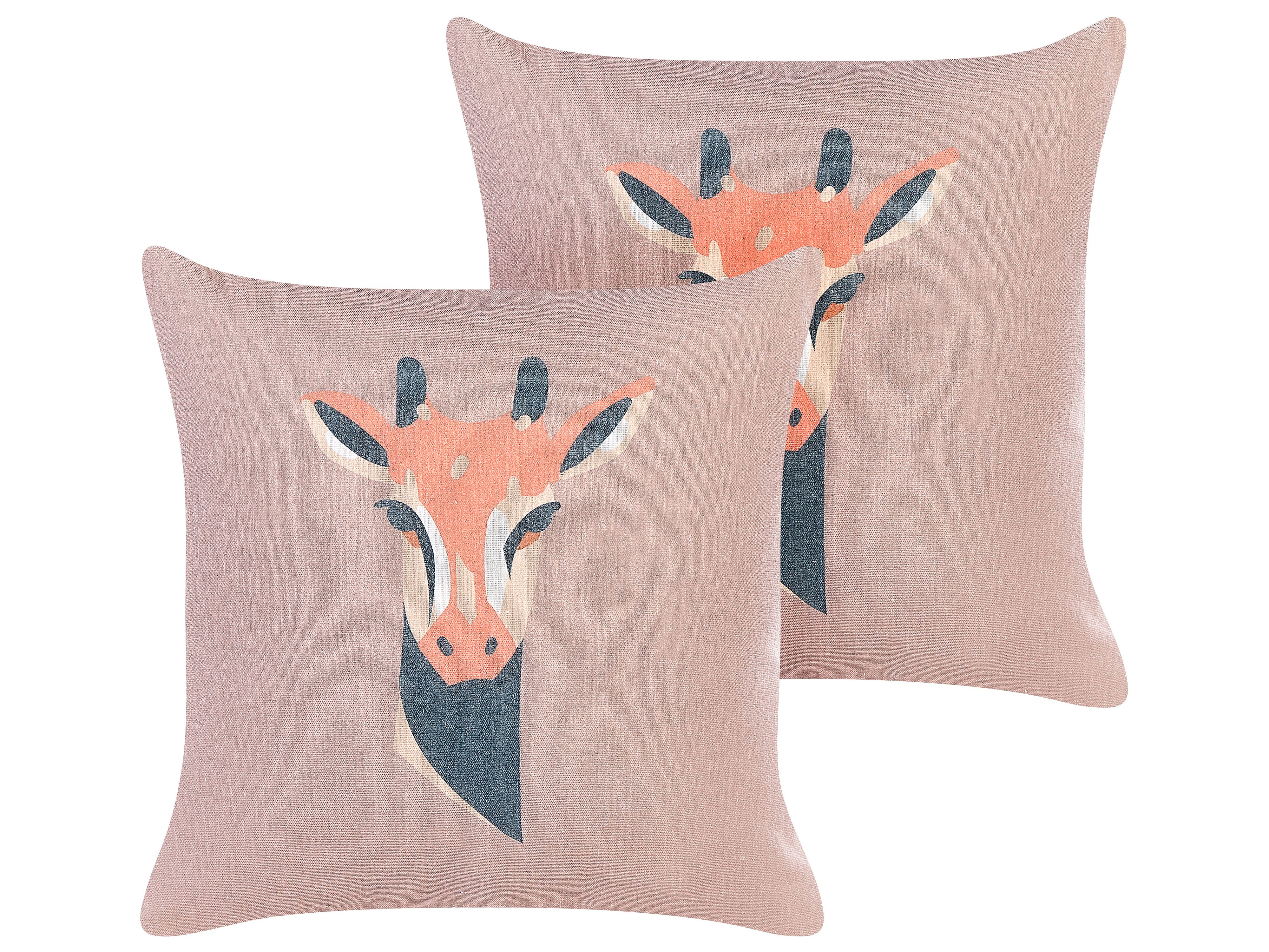 Set of 2 Decorative Cushions CANDELABRA 45 x 45 cm Pink Animal Pattern