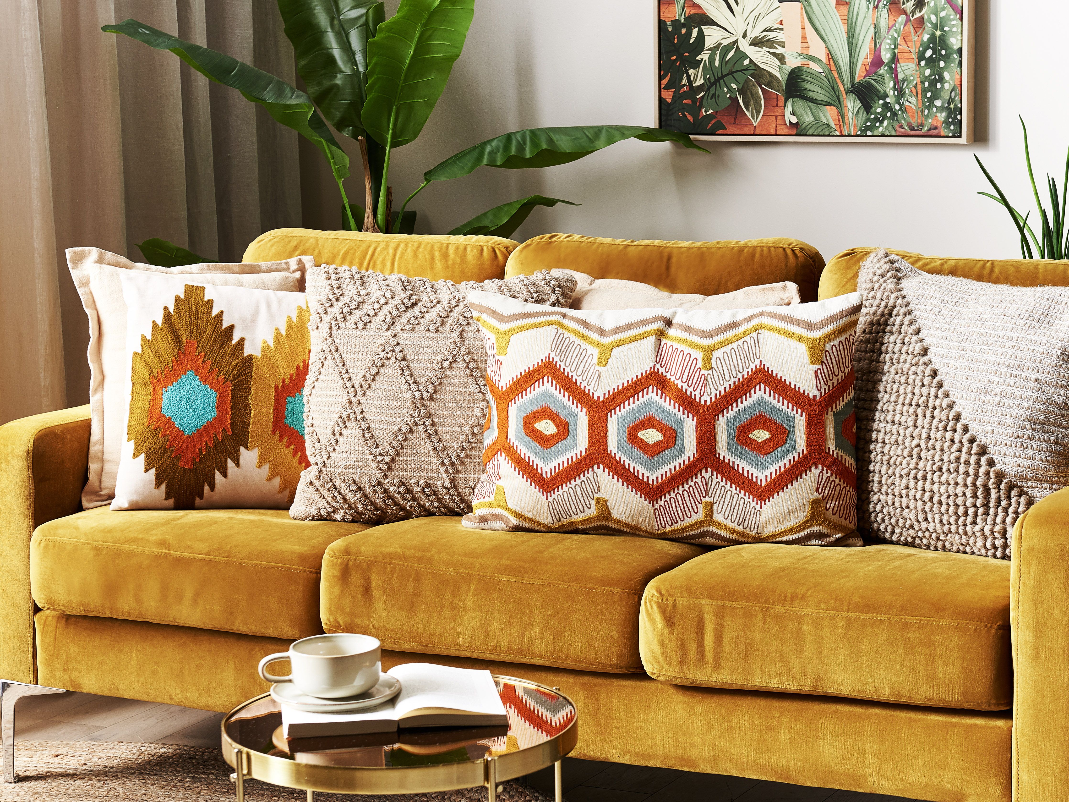 Throw Cushion MAJRA Cotton 40 x 60 cm Multicolour Geometric Pattern