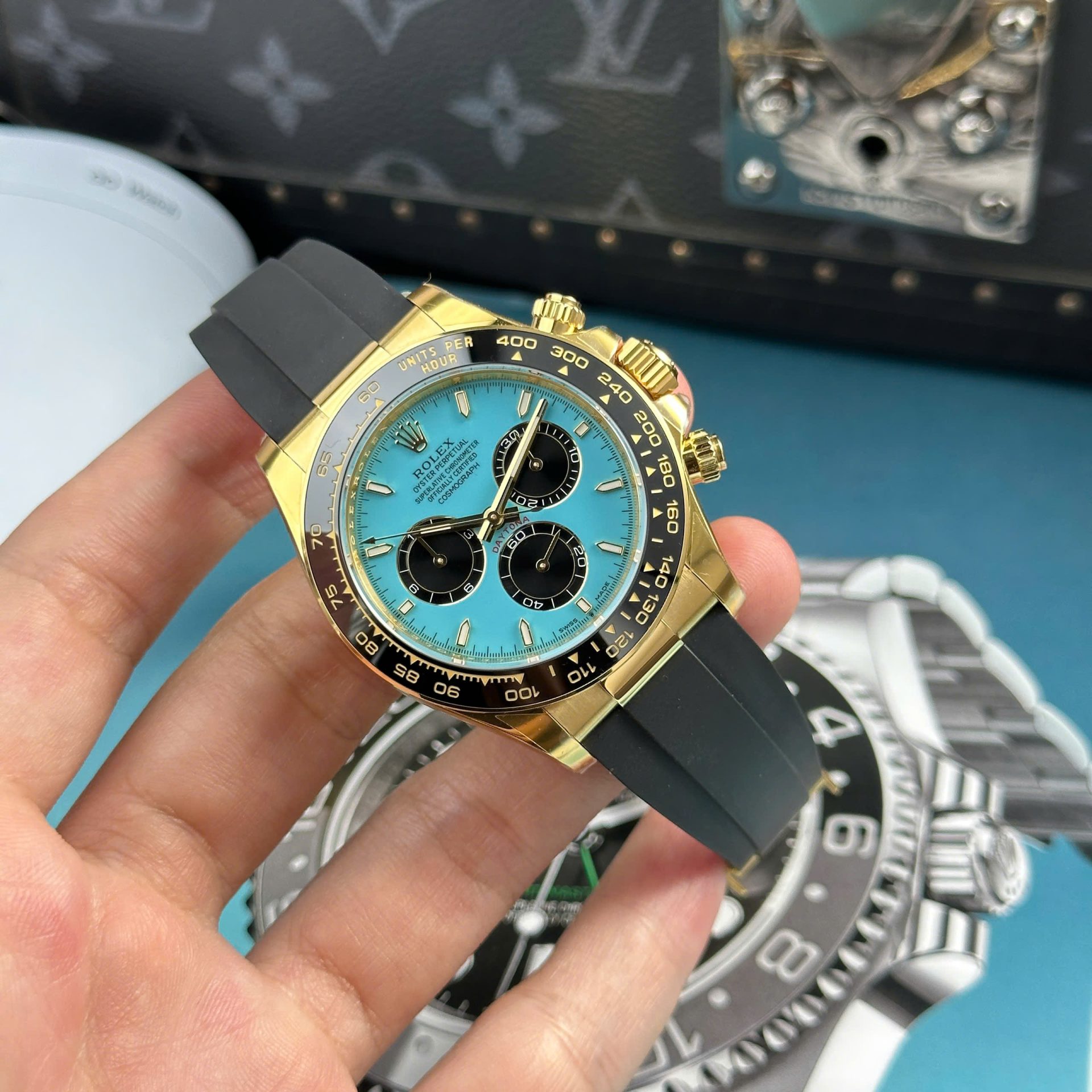 Rolex Cosmograph Daytona 126518LN Copies Watches Turquoise Blue Lacquer Dial THB Factory 40mm - Elite Watch Atelier