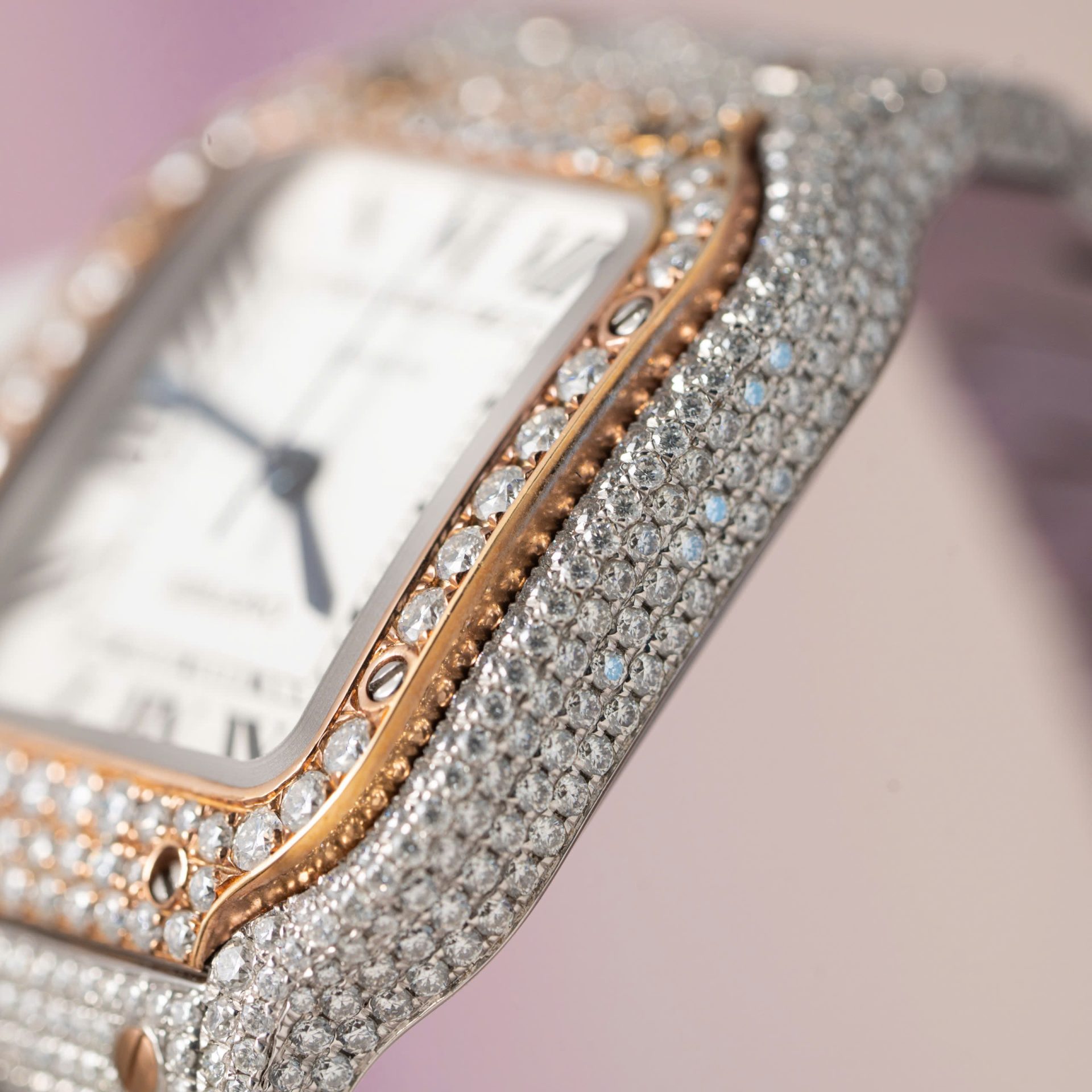 Cartier Santos Replica Watch With Full Diamond Moissanite Hong Kong 35mm - Top club
