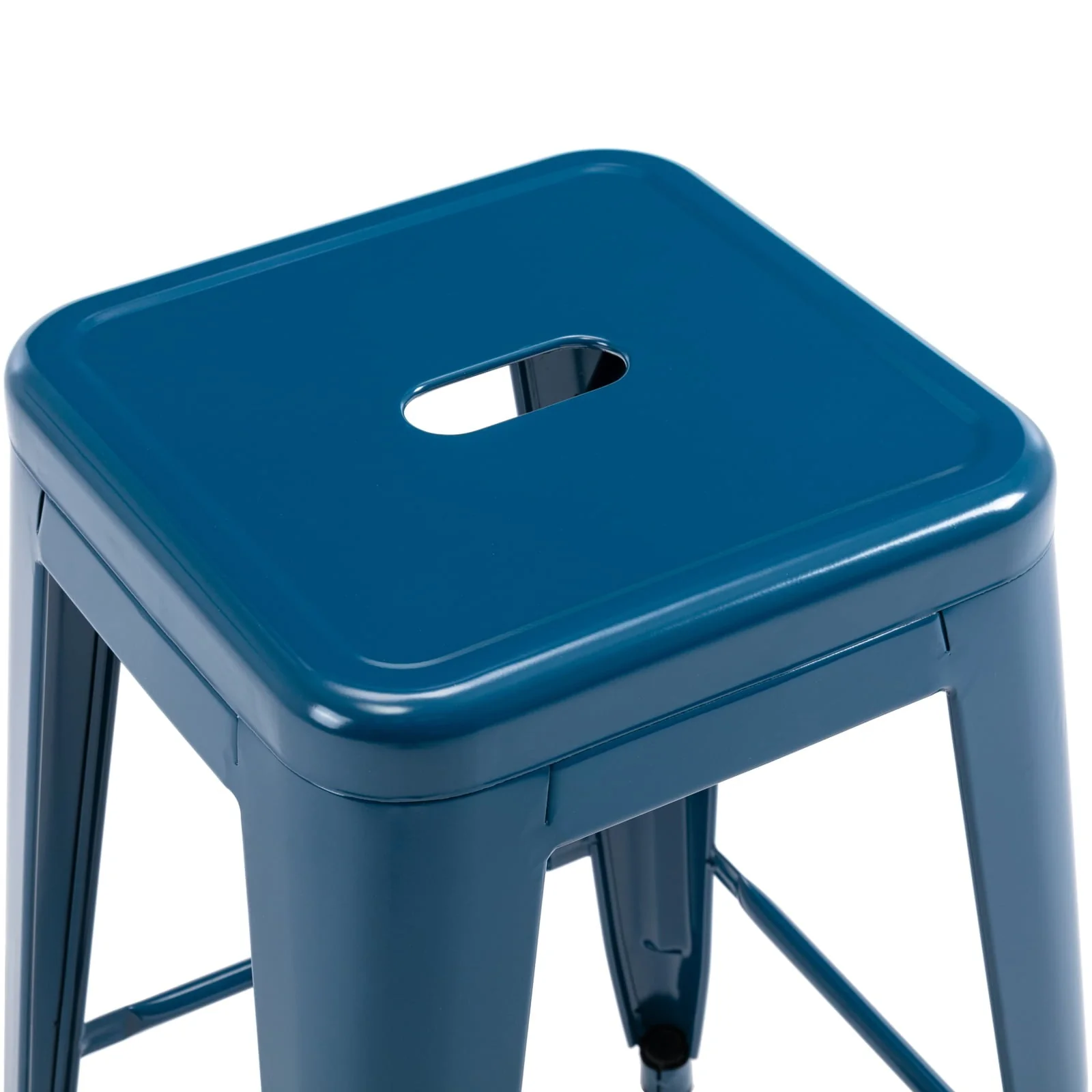 Brage Living Blue Backless Metal Bar Stools Indoor-Outdoor Counter Height Stool Backless Stackable Barstools Kitchen Counter Stools Chairs, Set of 4 - Image 5