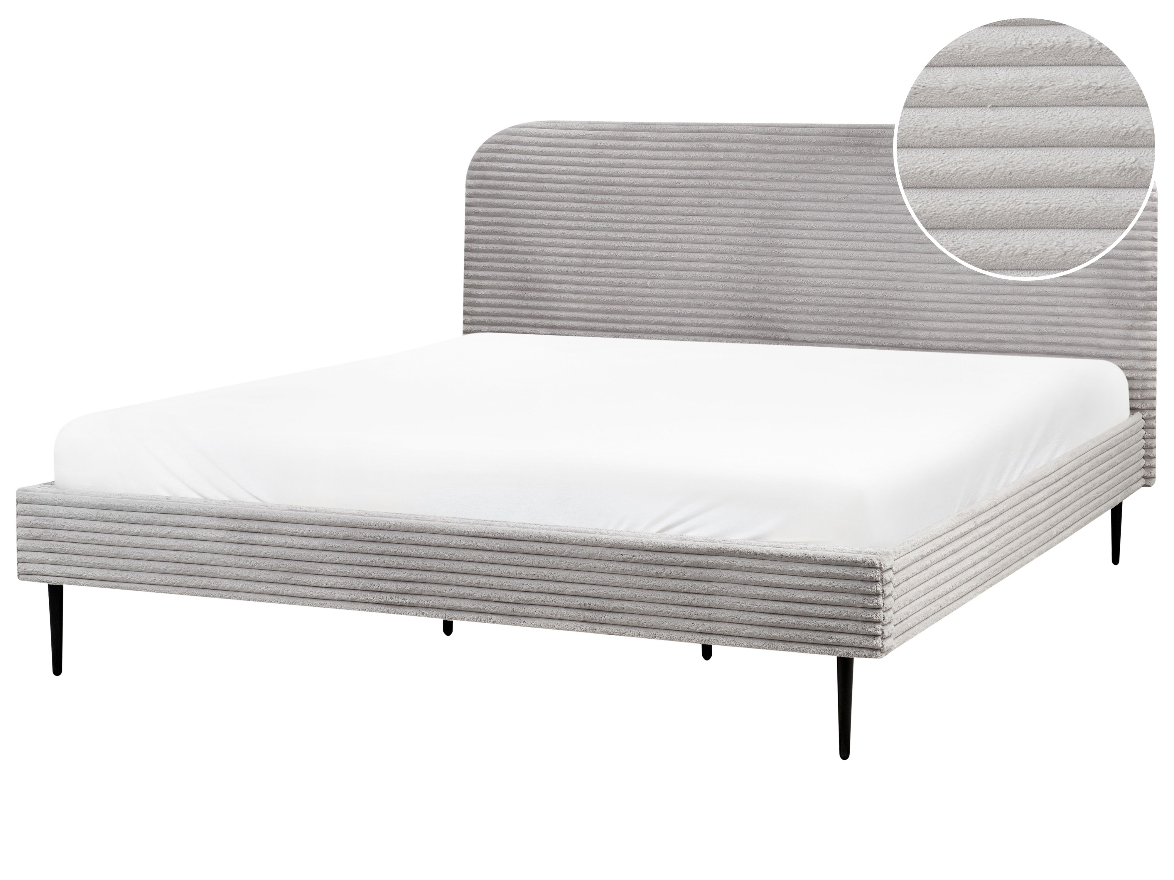 Bed Corduroy FLAYAT 180 x 200 cm (EU Super King) Light Grey