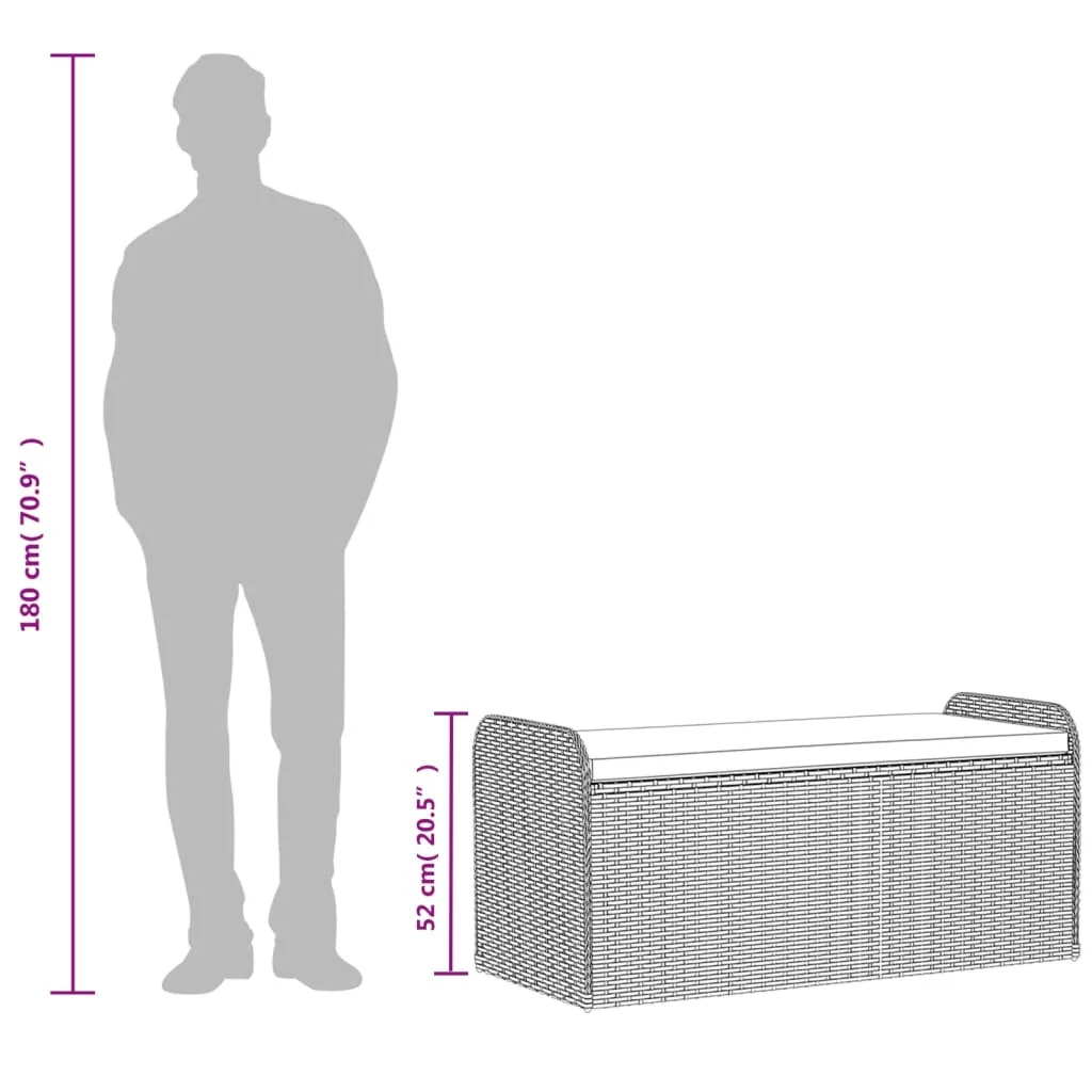 vidaXL Storage Bench with Cushion Outdoor Garden Seat Furniture Poly Rattan - Image 10