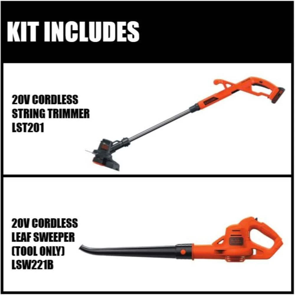 BLACK+DECKER 20V MAX* Lithium 10 In. String Trimmer/Edger + Hard Surface Sweeper Combo Kit, LCC221 - Image 7