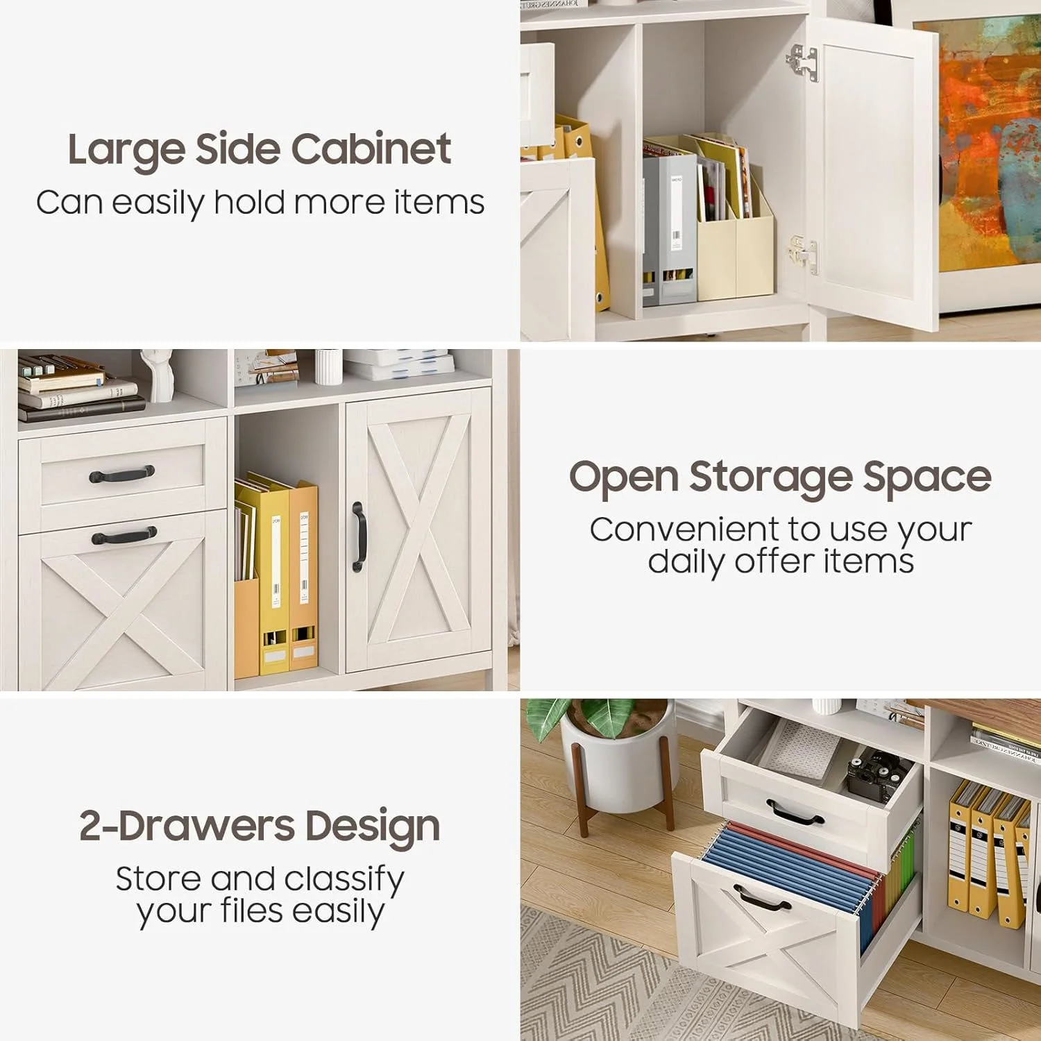 Vabches 2 Drawer Lateral File Cabinet,Mobile Wood office Cabinet for Home Office,Printer Stand with Open Storage Shelves. - Image 7