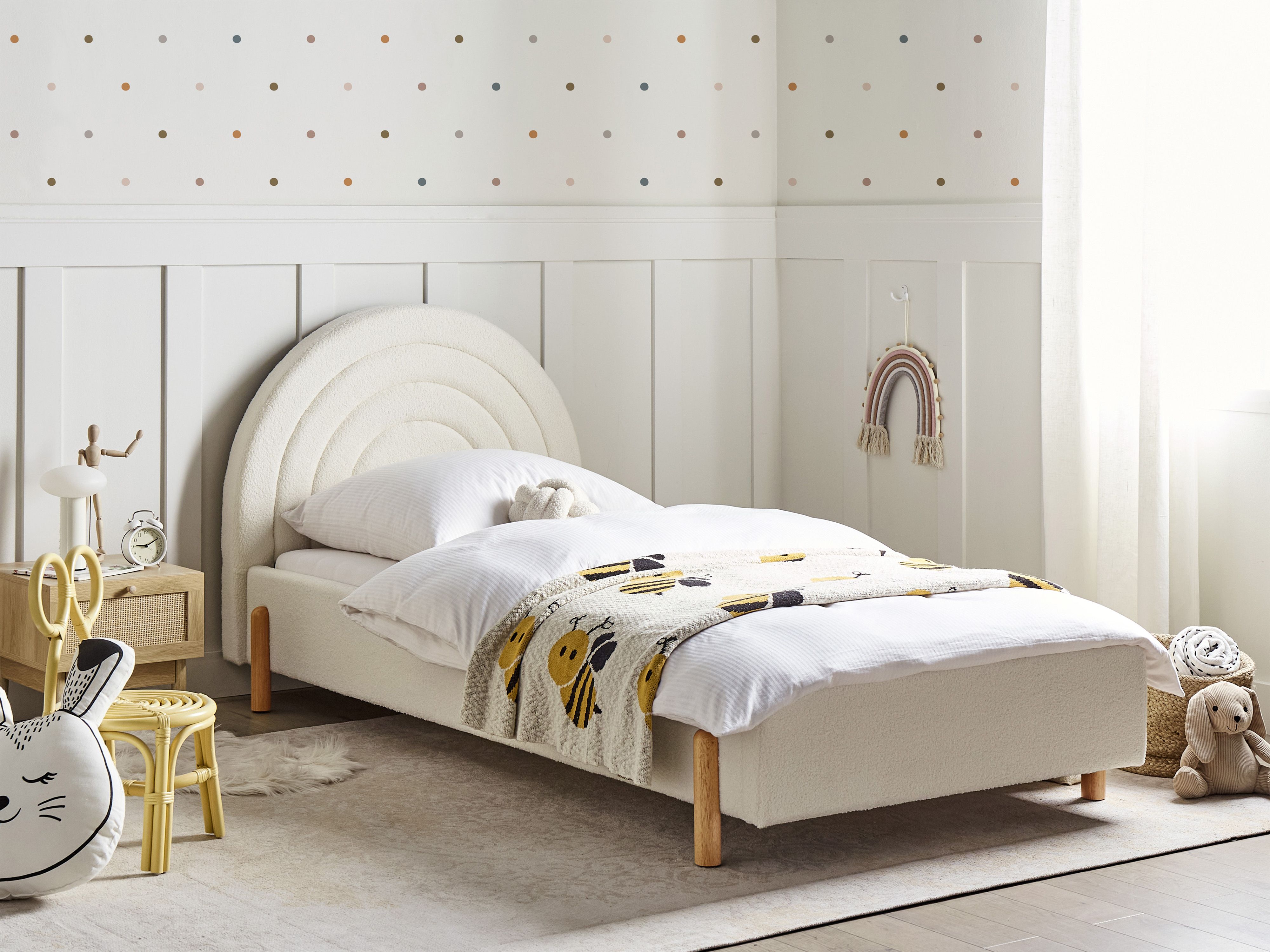 Kids Bed Boucle ANET 90 x 200 cm (EU Single) Off-White